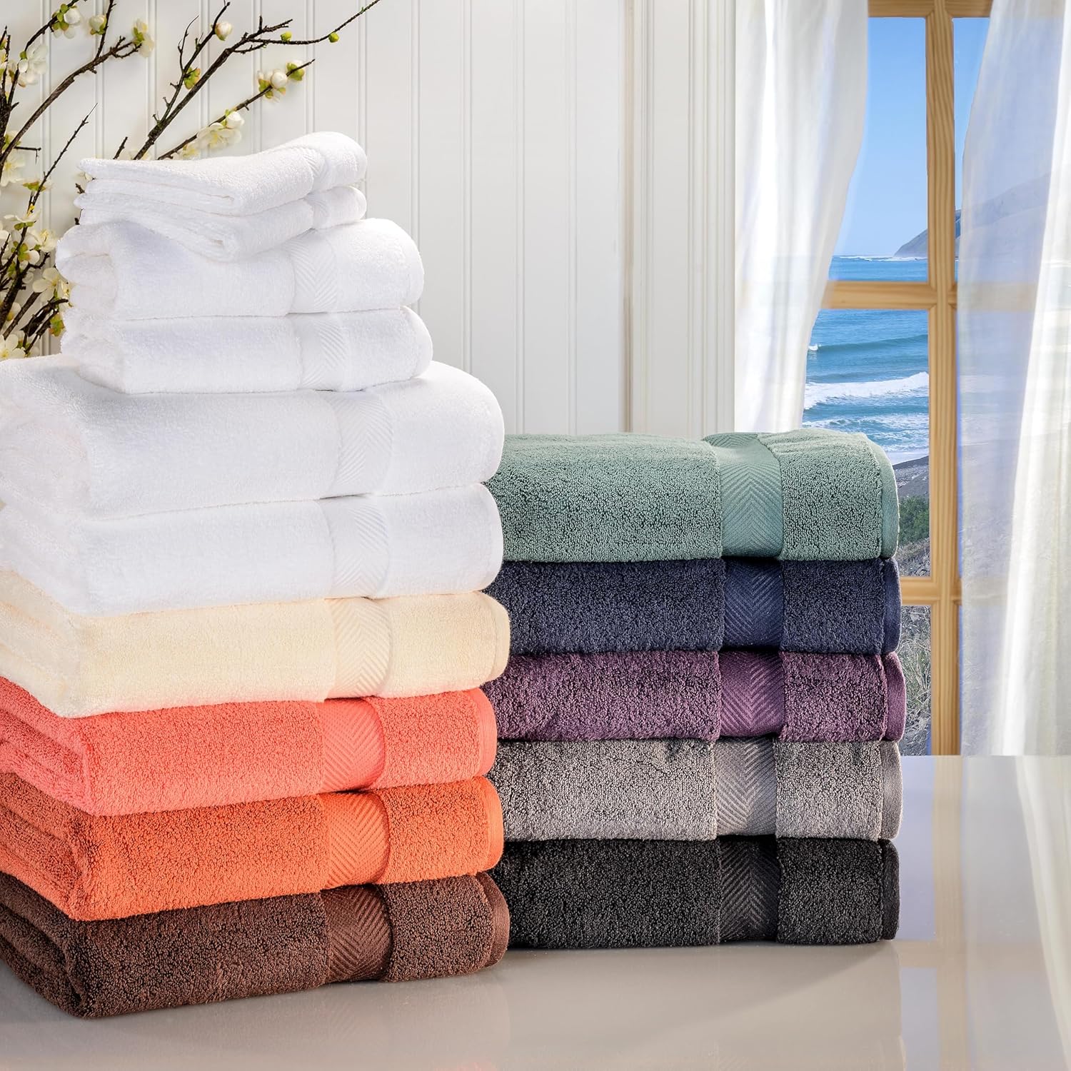 SUPERIOR Zero Twist – Juego de 6 toallas 100% de algodón, toallas de baño extrasuaves, toallas para la cara y toallas de mano, toallas de algodón de