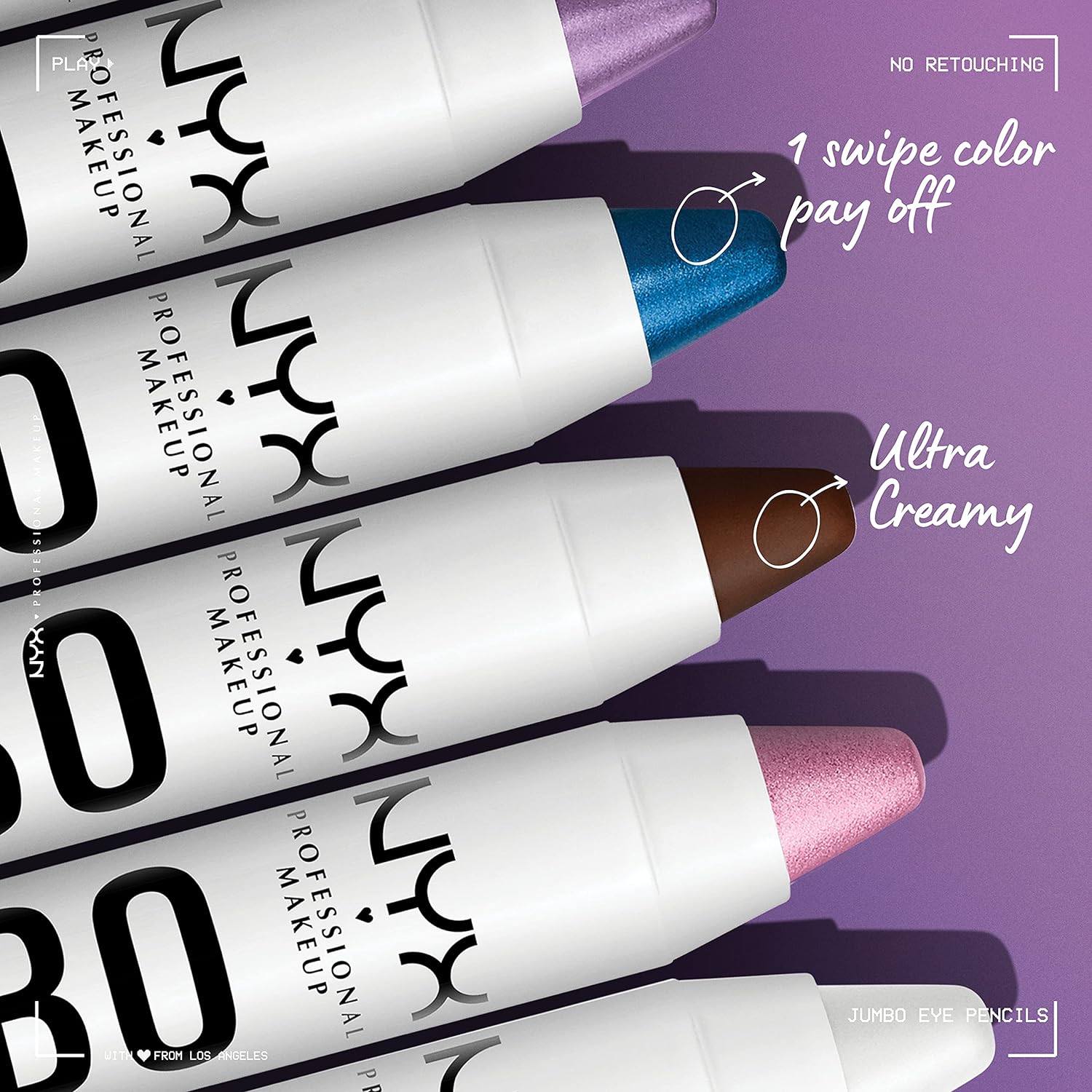 NYX PROFESSIONAL MAKEUP Lápiz de ojos tamaño jumbo, barra de sombra de ojos mezclable y lápiz delineador de ojos, color Donut (Lila)