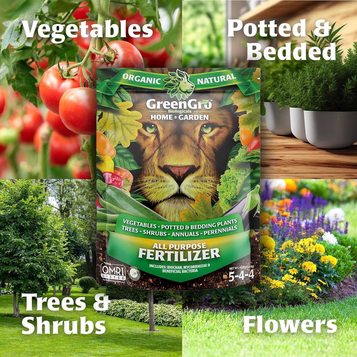 GreenGro Fertilizante orgánico multiusos  Alimento para plantas de interior y exteriorIdeal para huertos y plantas de interiorNutrientes avanzados