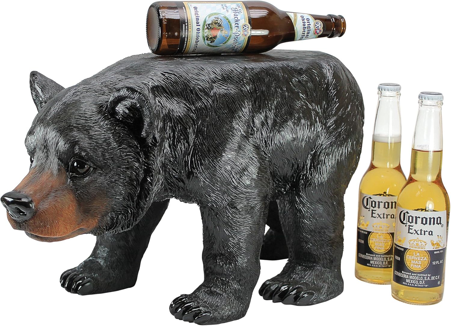 Design Toscano Taburete escultural Black Bear, 8.5 pulgadas de profundidad x 19.5 pulgadas de ancho x 11 pulgadas de alto, acabado a todo color