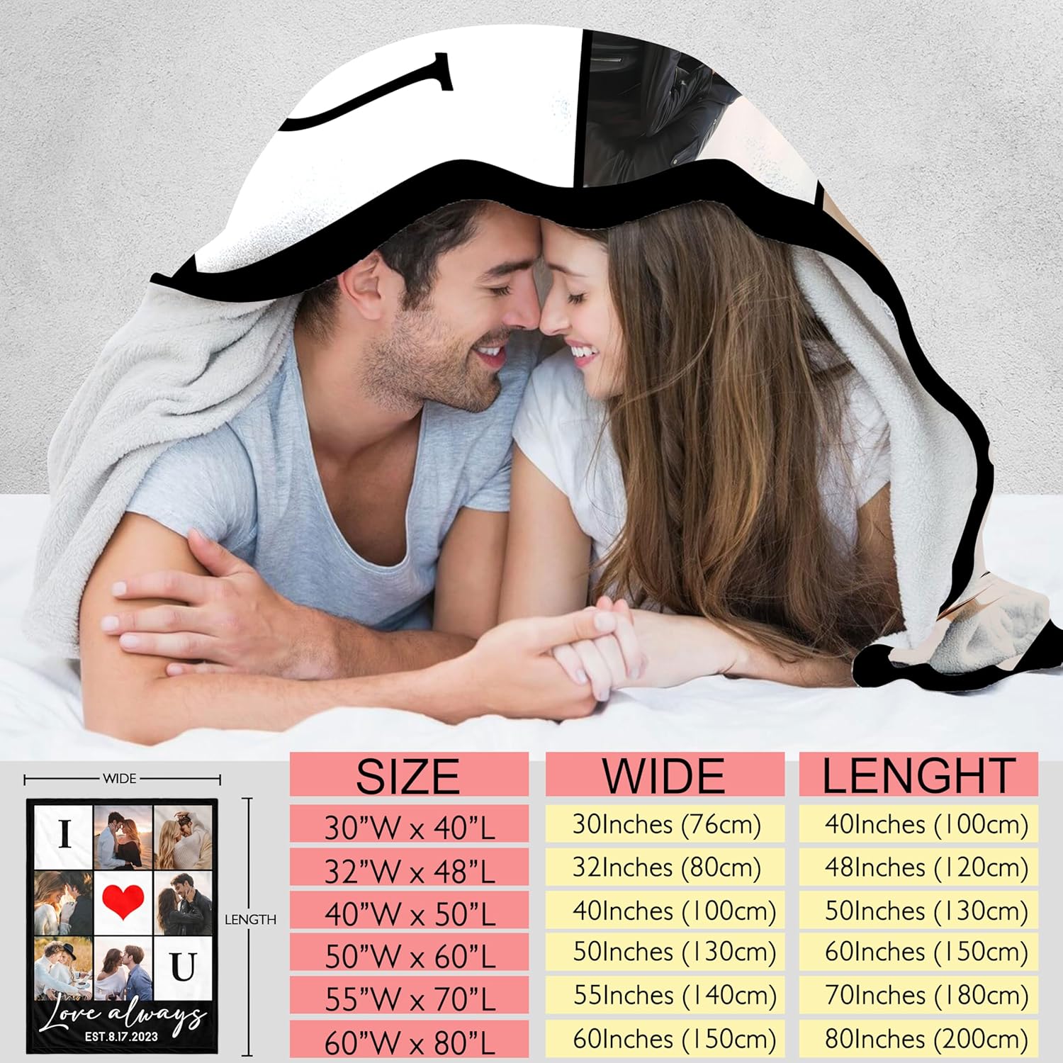 Funny DIY Regalos personalizados para parejas para novio, novia, esposa, marido, regalos para el día de San Valentín para él y ella, manta de fotos