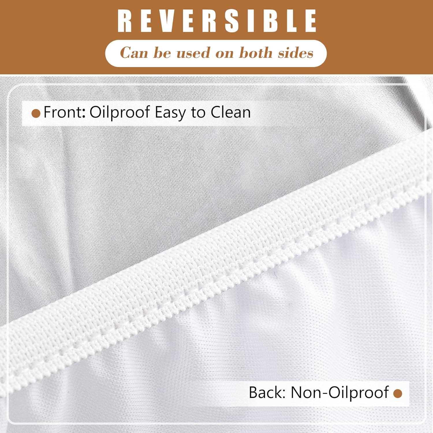 Mantel ajustable blanco para mesas redondas, paquete de 2 manteles elásticos reversibles, impermeable, resistente a las manchas, para uso en
