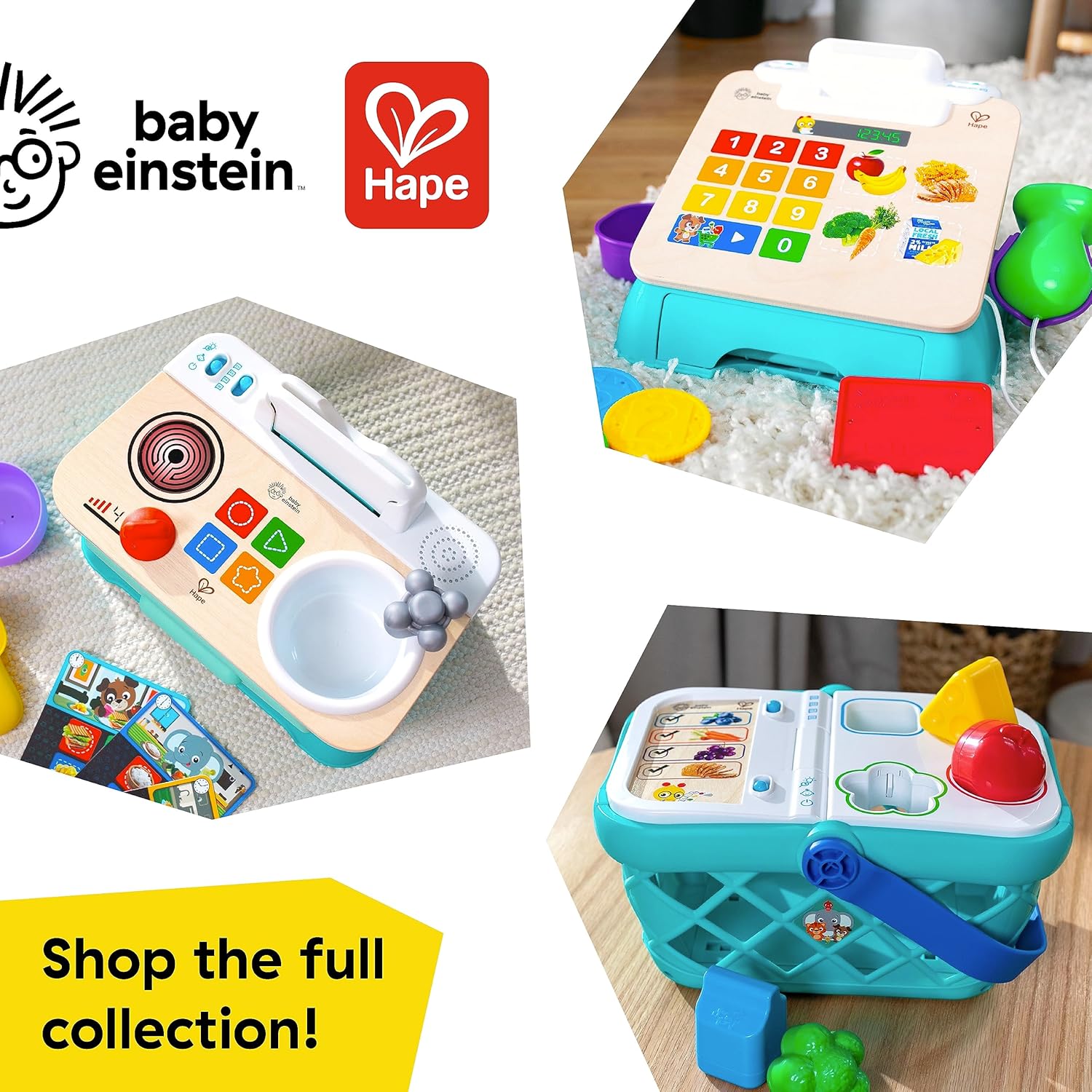 Baby Einstein + Hape Magic Touch pretend to shop juguete, con sonidos reales y música, a partir de 9 meses