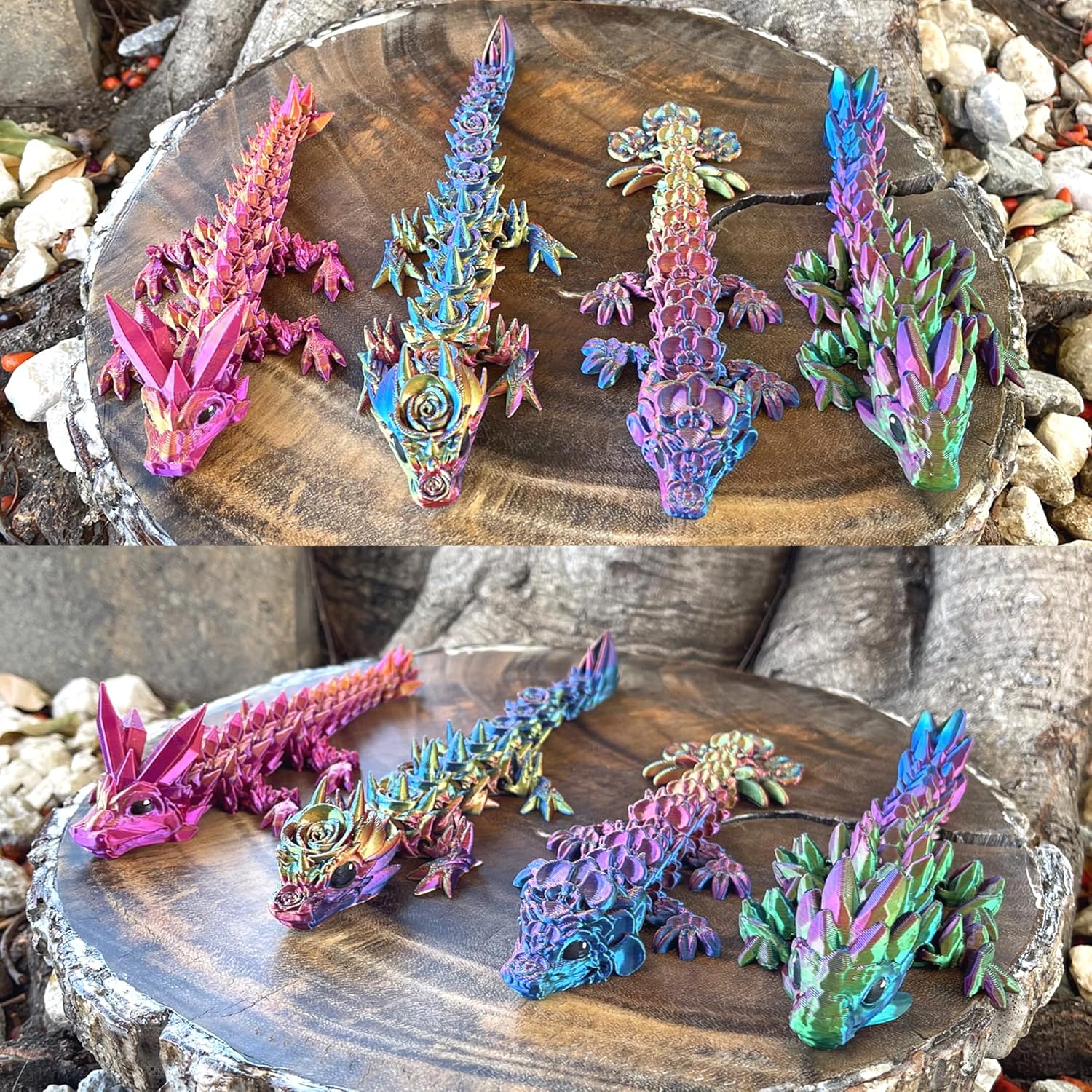 Dragones bebé con huevo de dragón opcional  Cristal articulado bebé, rosa, orquídea, piedra preciosa, juguete para ansiedad para autismo, TDAH
