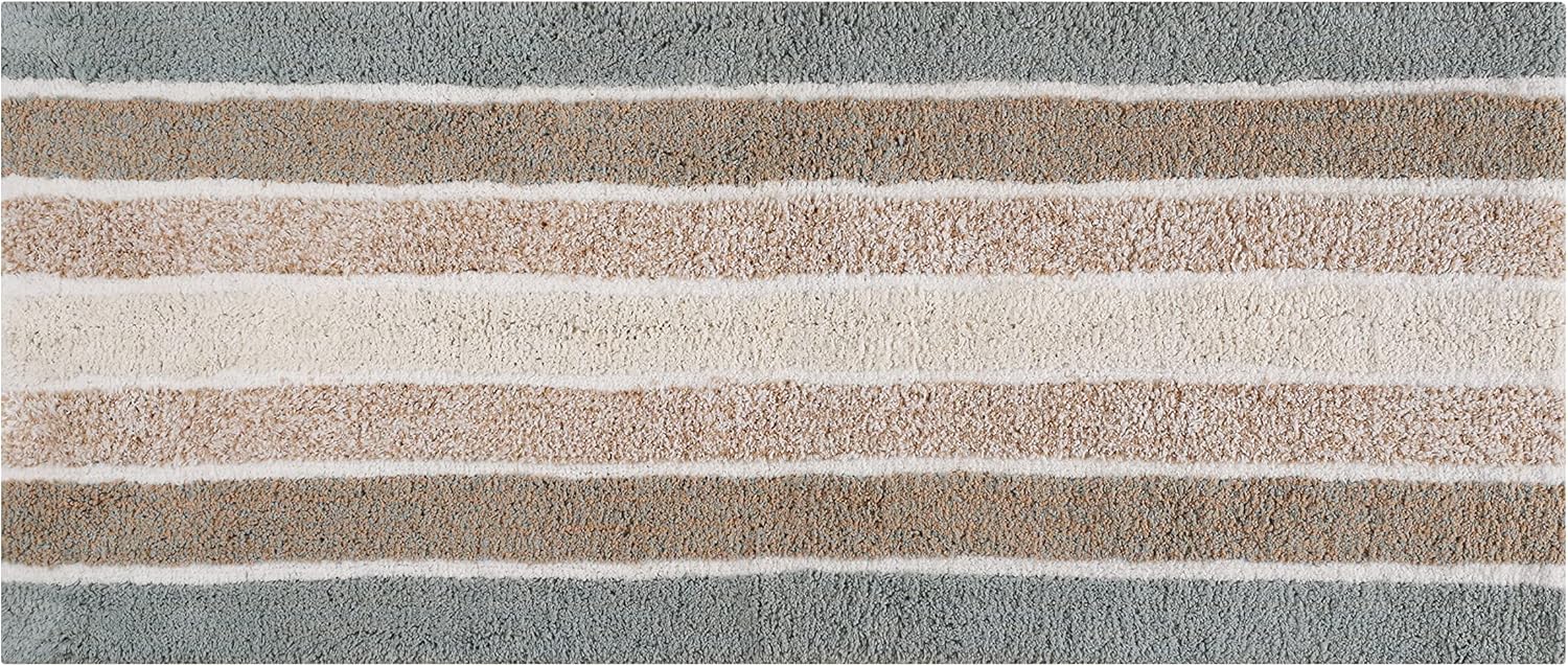 THE BEER VALLEY Alpine Stripe – Alfombra de baño de 24 x 60 pulgadas, color gris beige, suave y absorbente, antideslizante, alfombra de baño larga,