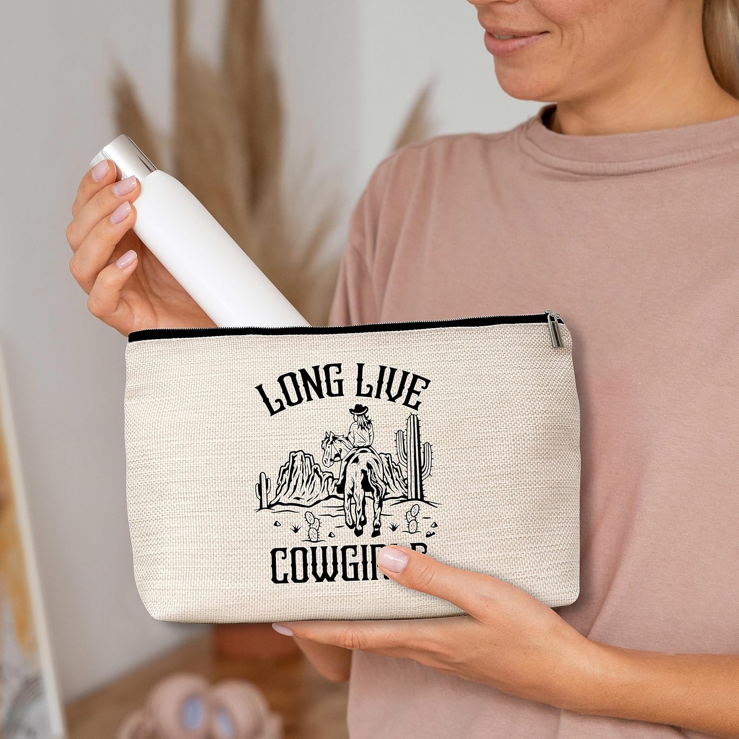 Bolsa de maquillaje de vaqueras, regalos occidentales para mujeres, bolsa de cosméticos de Rodeo del país occidental, regalo de amistad para