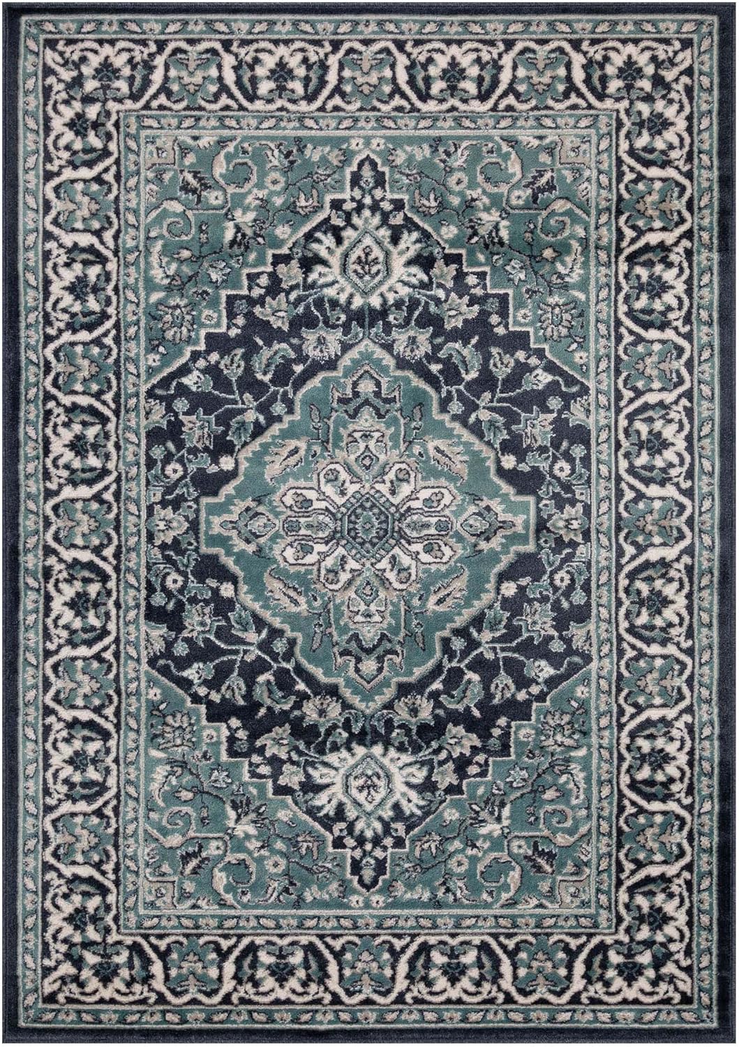 Superior Alfombra para interiores, respaldo de yute, medallón oriental tradicional, perfecta para pasillo, entrada, sala de estar, dormitorio,