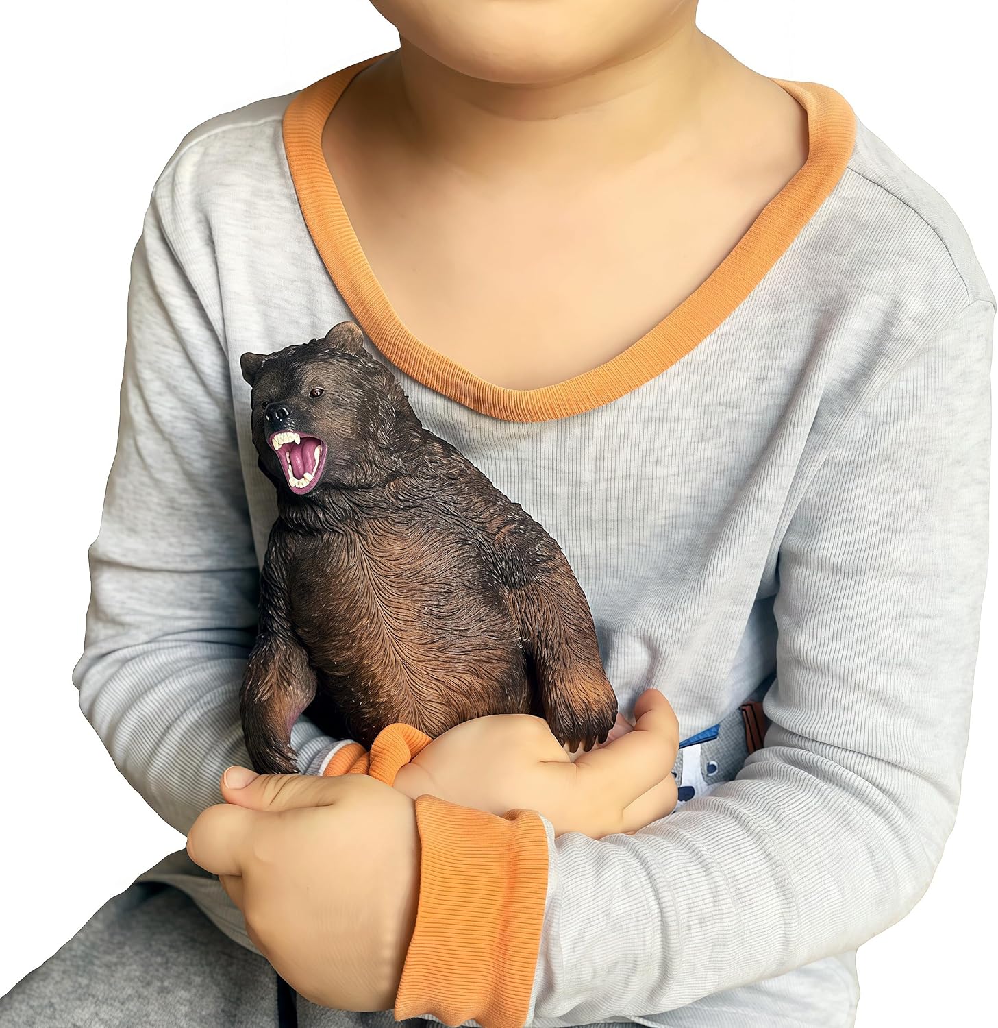 Gemini&Genius Juguete de oso marrón, figura grande de animales de safari Grizzly, figura de acción realista de vida silvestre para niños que