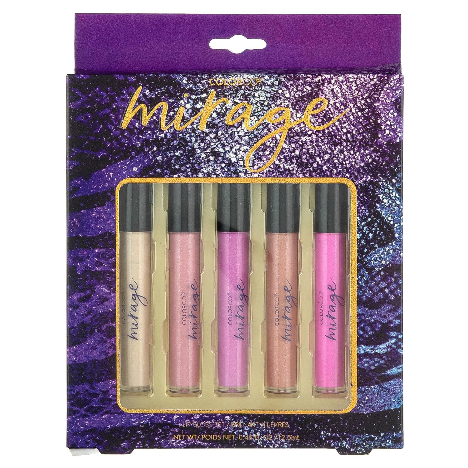 Expressions – Colección Mirage Lip Gloss de 5 piezas, paquete de 5 brillos de labios, tubos surtidos de brillo de labios con varita, juego de brillo