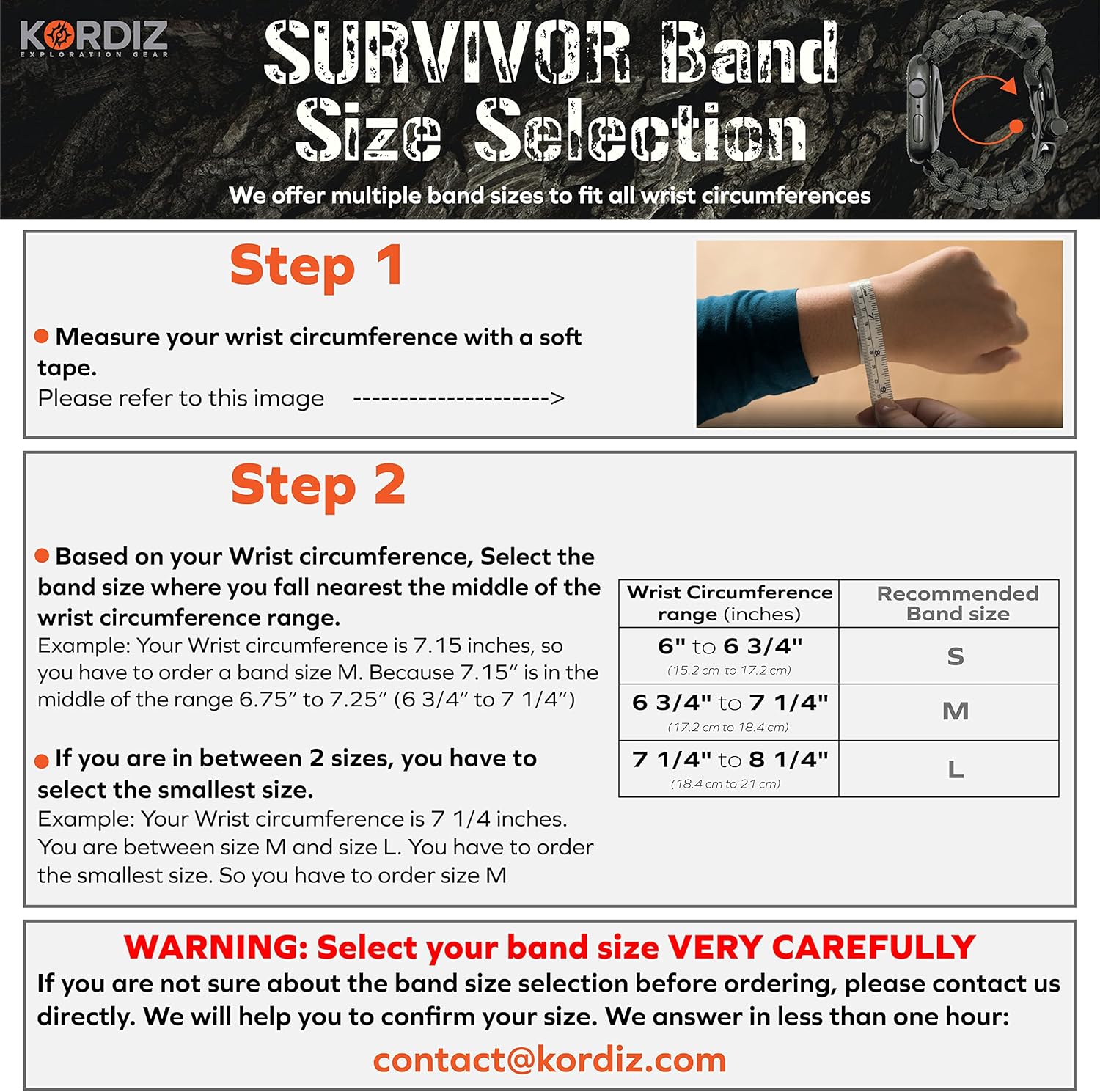 Survivor – Correa de paracaídas compatible con Apple Watch Series Ultra y 987654321SE – 1.929 in, 1.772 in, 1.732 in, 1.654 in, con grillete