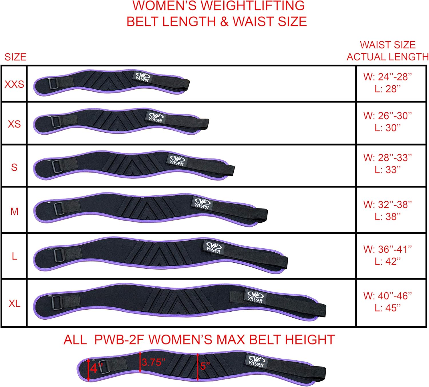 Valor Fitness PWB – Cinturón de levantamiento de pesas para mujer, soporte de espalda y protección contra lesiones para entrenamiento cruzado,
