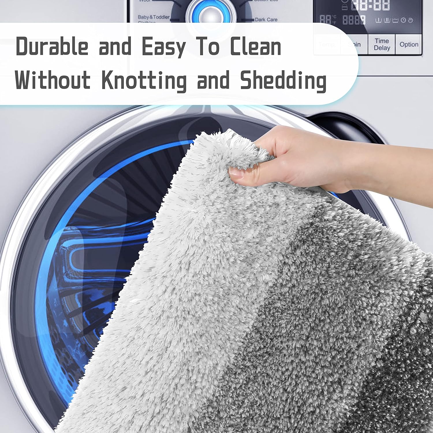 Yimobra Flufyy – Alfombras de baño de lujo en forma de U, extra suaves y absorbentes, de microfibra para inodoro, tapete de baño de felpa lanudo