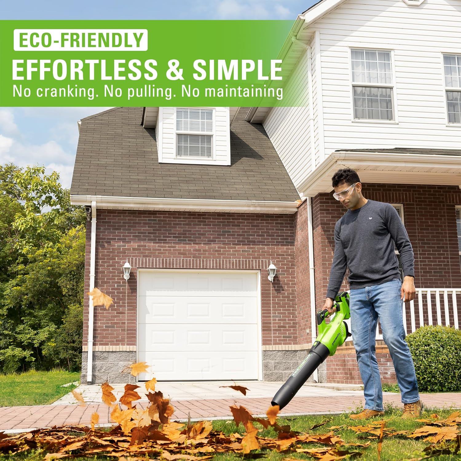 Greenworks Soplador de hojas axial inalámbrico sin escobillas de 40 V (160 MPH  700 CFM75+ herramientas), batería de 8.0 Ah y cargador incluidos