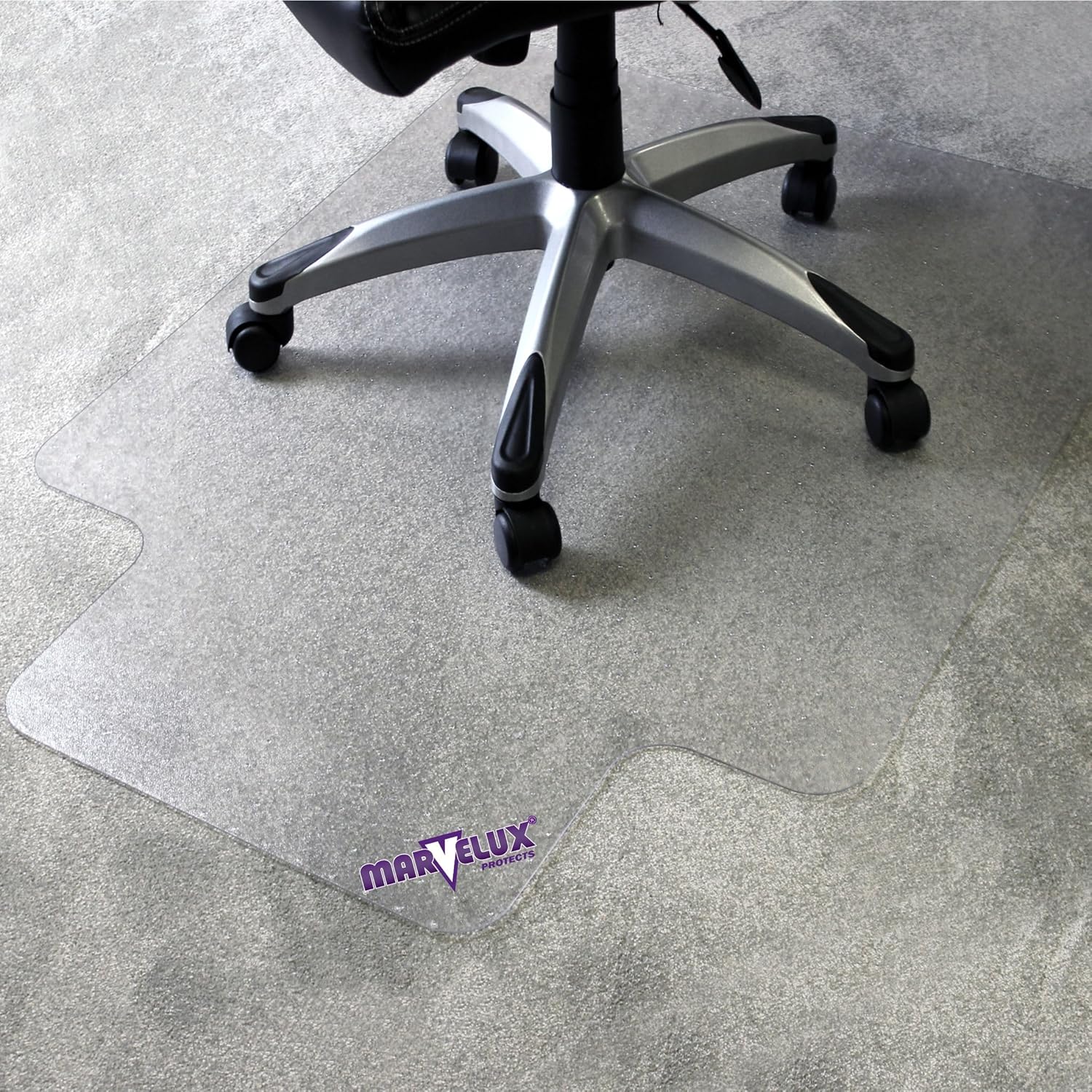 Marvelux Tapete para silla de oficina de policarbonato resistente de 47 x 53 pulgadas con borde para alfombras, protector de alfombra transparente