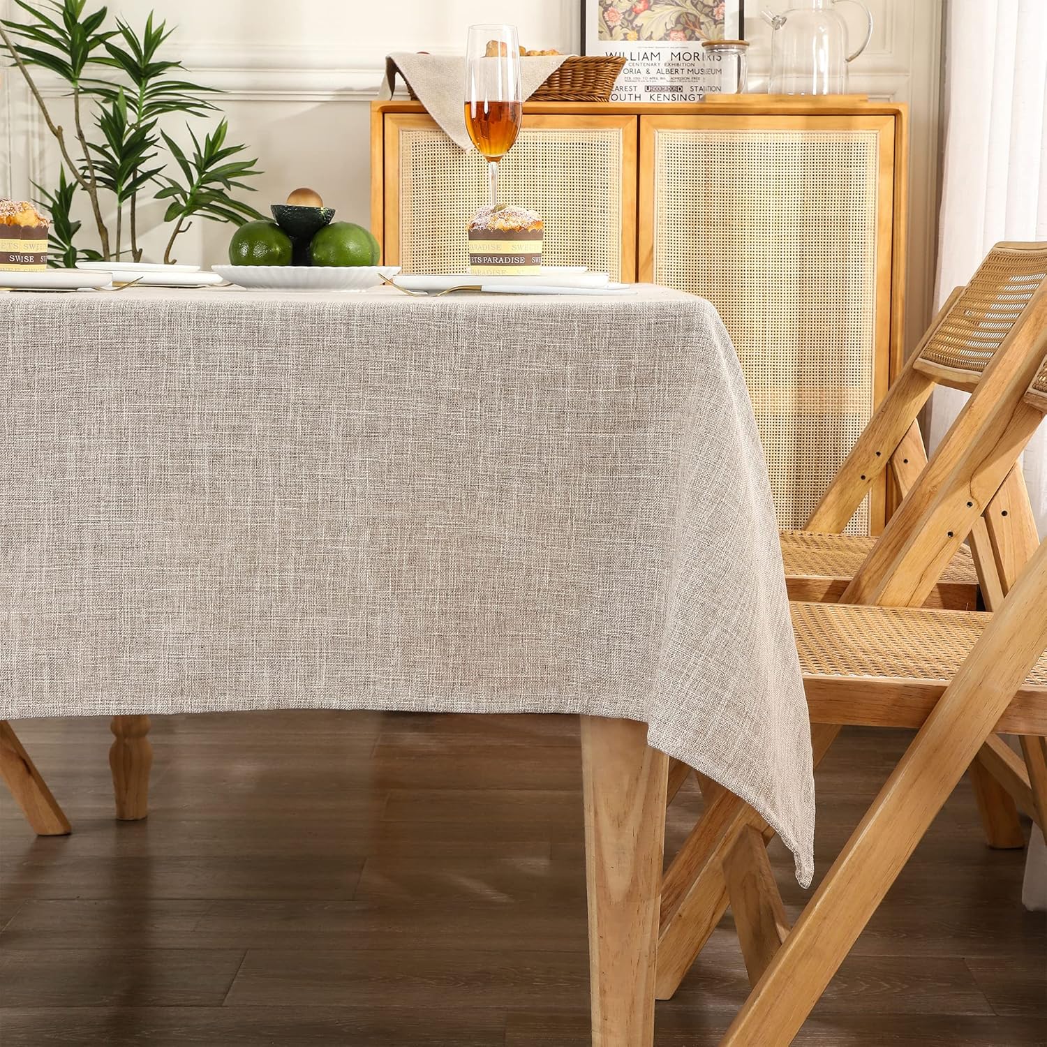 Mantel rectangular de lino sintético, lavable, resistente a las arrugas, mantel de cocina y comedor, para mesas al aire libre, casa de campo,