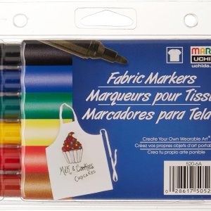 Uchida UCH520-6A Juego de marcadores anchos primarios de tela, 6 piezas Uchida UCH520-6A Juego de marcadores anchos primarios de tela, 6 piezas