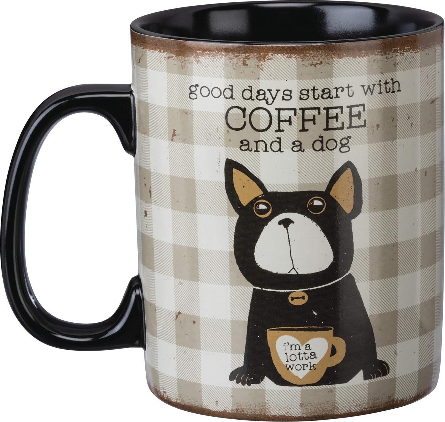 Dog Lover Good Days Start With Coffee And A Dog – Taza de café de gres de doble cara de 20 onzas