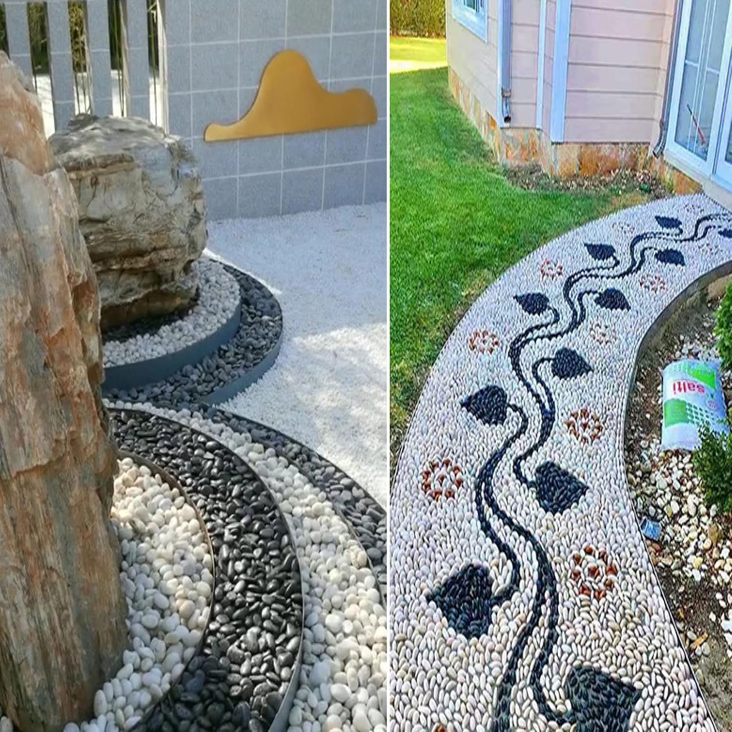 Piedras de río, plantas, jardines, paisajes, suculentas, guijarros decorativos altamente pulidos en formas y tamaños de 1 a 3 pulgadas. (23.9