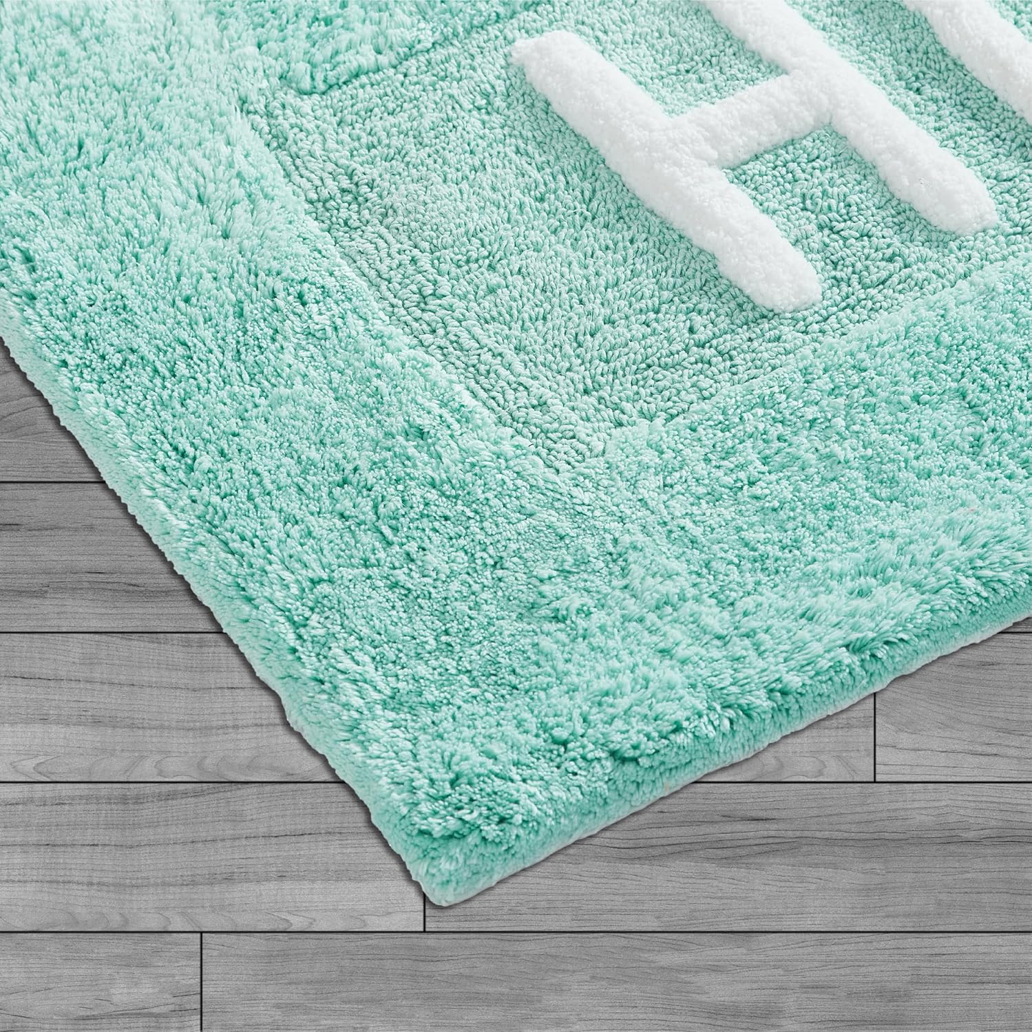 Creative Home Ideas Alfombra de baño de algodón suave, decoración de baño, absorbente de agua y lavable a máquina, mide 21 x 34 pulgadas, color azul