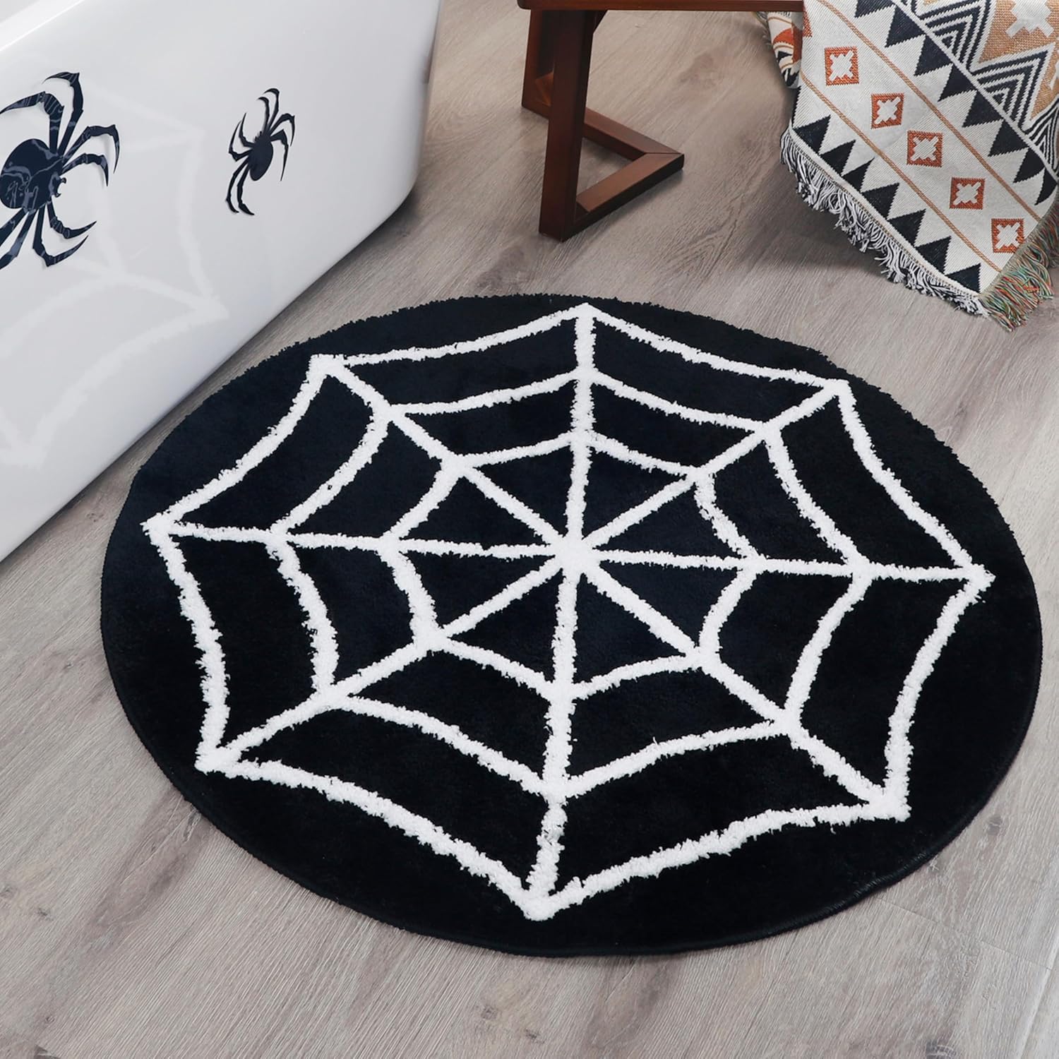 Alfombra de baño de telaraña, alfombra de Halloween, decoración gótica del hogar, decoración gótica de terror de bruja, alfombra gótica para