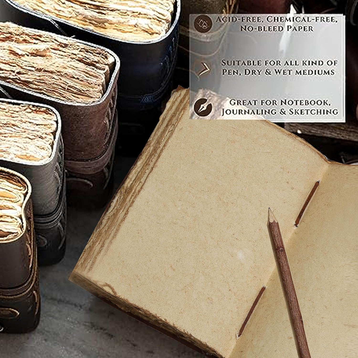 Diario de cuero vintage con brújula – Antiguo hecho a mano con candado Diario encuadernado en cuero con papel de borde de cubierta para diario de