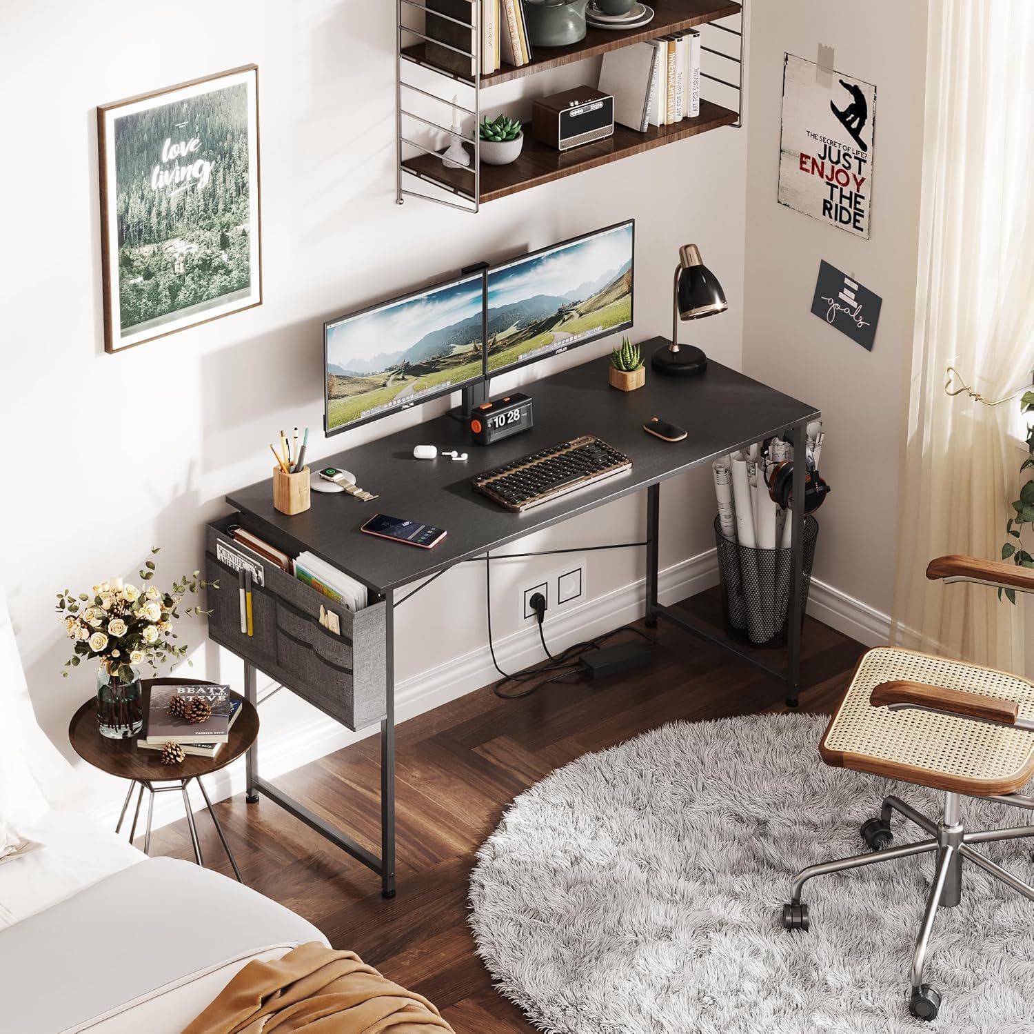 COTUBLR Escritorio para computadora de 47 pulgadas, escritorio de oficina en casa, escritorio simple y moderno para dormitorio, escritorio de
