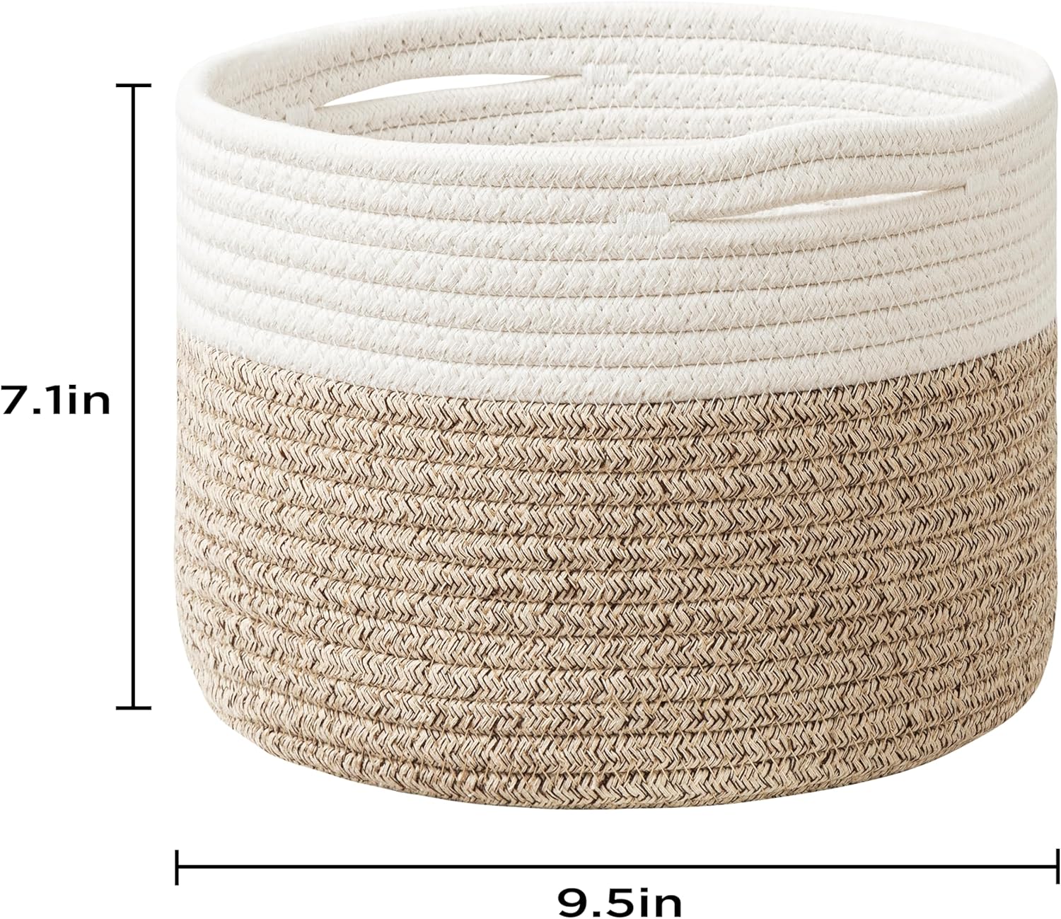 UBBCARE Cesta pequeña para organizar, cesta redonda tejida con asas, cesta de almacenamiento pequeña para decoración, cesta de cuerda de algodón
