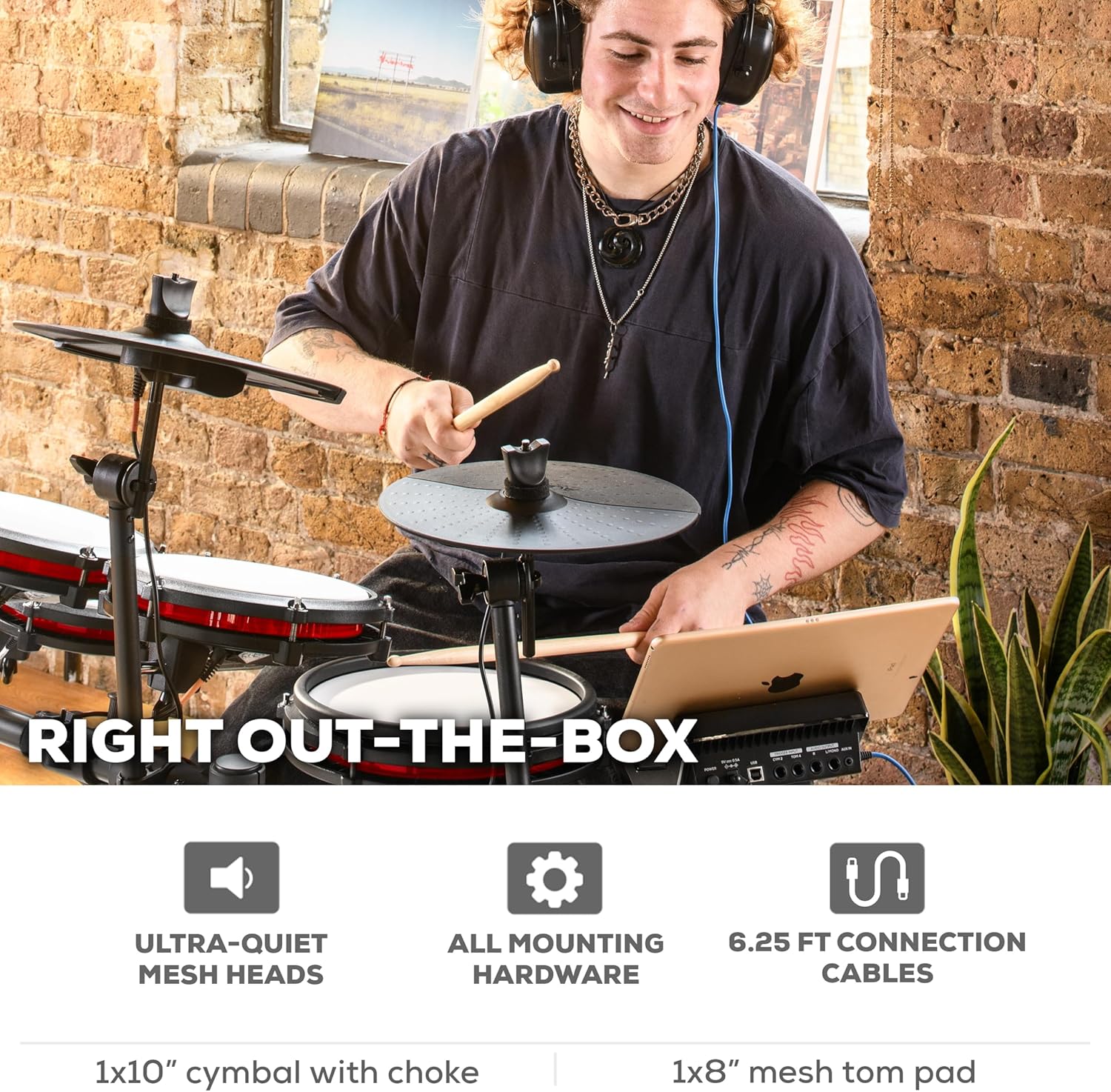 Alesis Drums Nitro Max Expansion Pack – Juego de tambores eléctricos de expansión para Nitro Max Kit con almohadilla de malla Tom Pad de 10 pulgadas