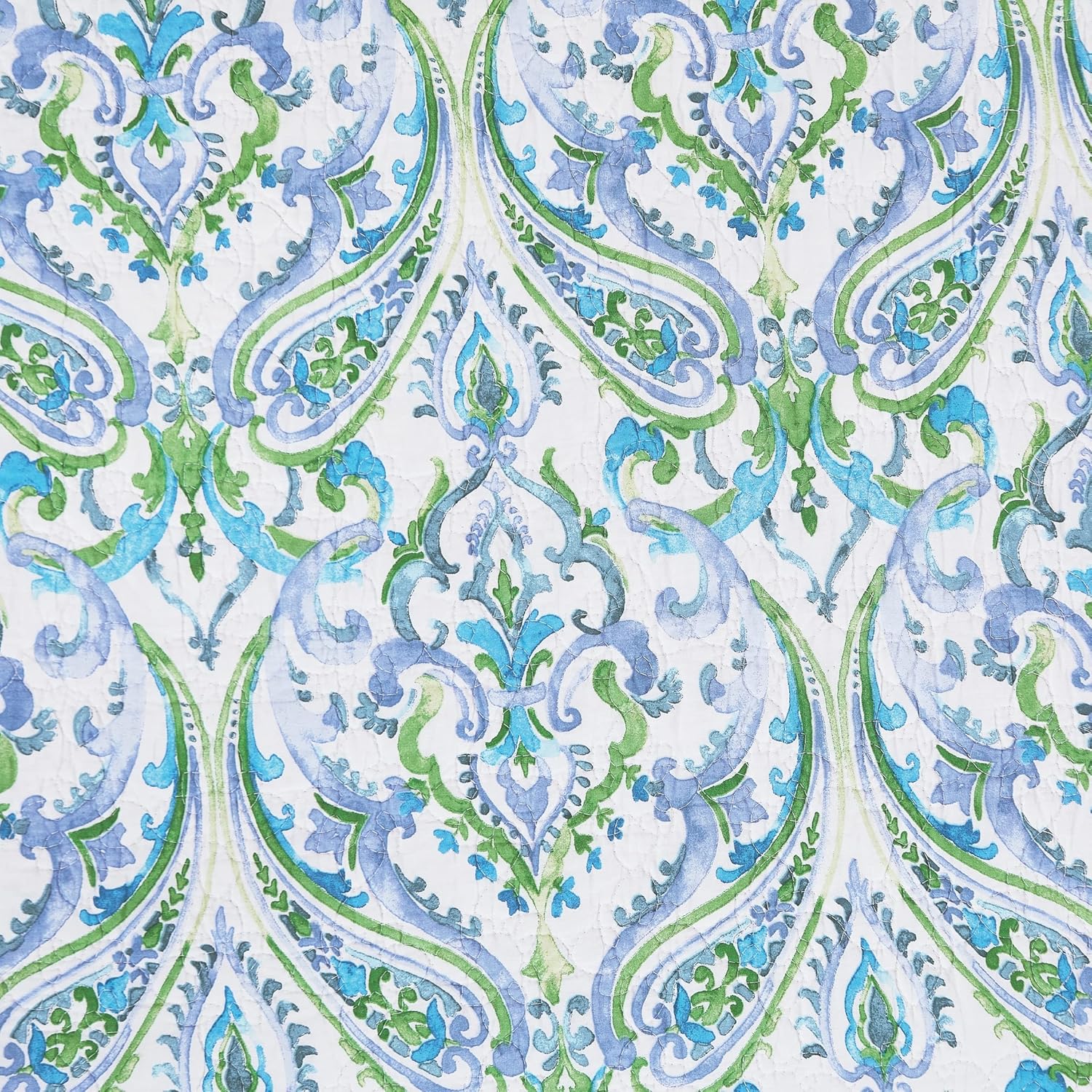 C&F Home Juliet – Mantel individual rectangular acolchado reversible azul verde blanco patrón de cachemira brillante colorido reversible a azul y