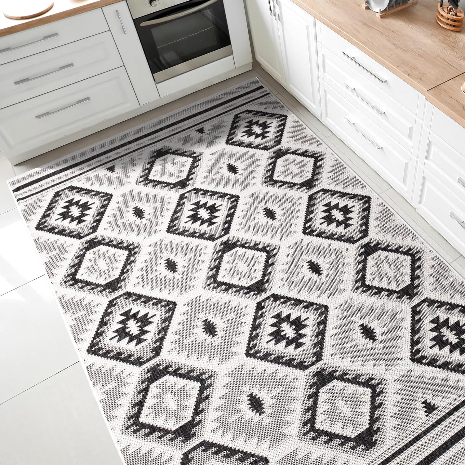 Keen Home Design Alfombra de exterior lavable de 5 x 8 pies para interiores y exteriores, para patio, balcón, cocina, jardín, playa, terraza y