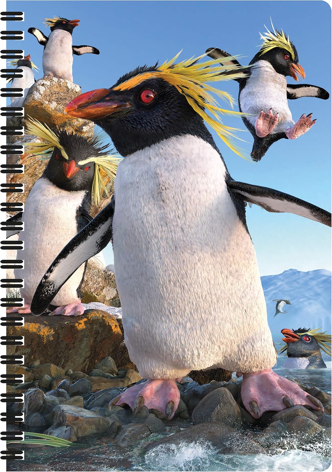 3D LiveLife Cuaderno Rockhoppers de Deluxebase. Cuaderno lenticular de pingüino 3D forrado de 80 páginas. 8.5 x 5.5 pulgadas. Excelente papelería