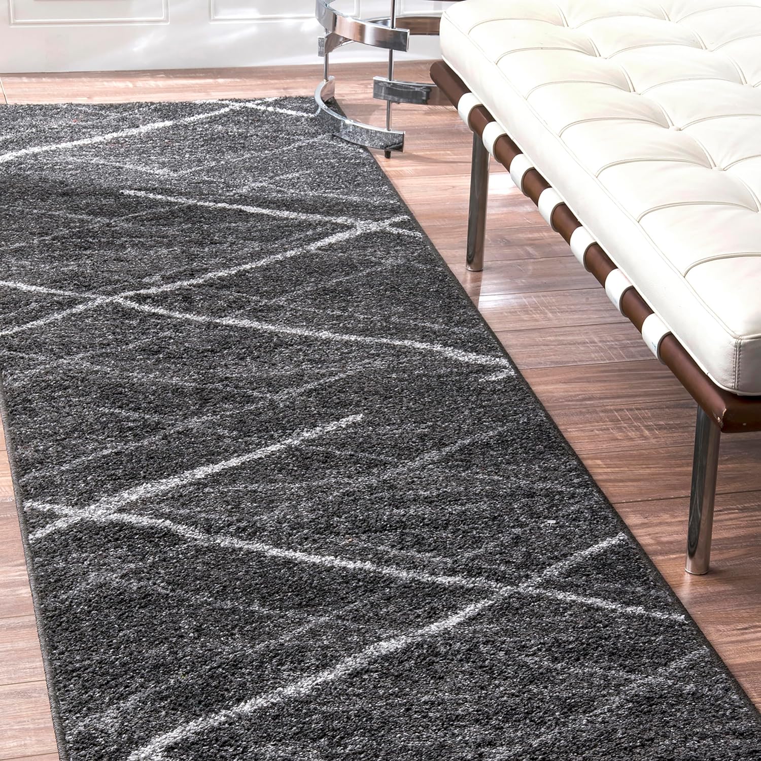 nuLOOM – Alfombra de pasillo contemporánea Thigpen, 2 pies 6 pulgadas x 12 pies, color gris oscuro