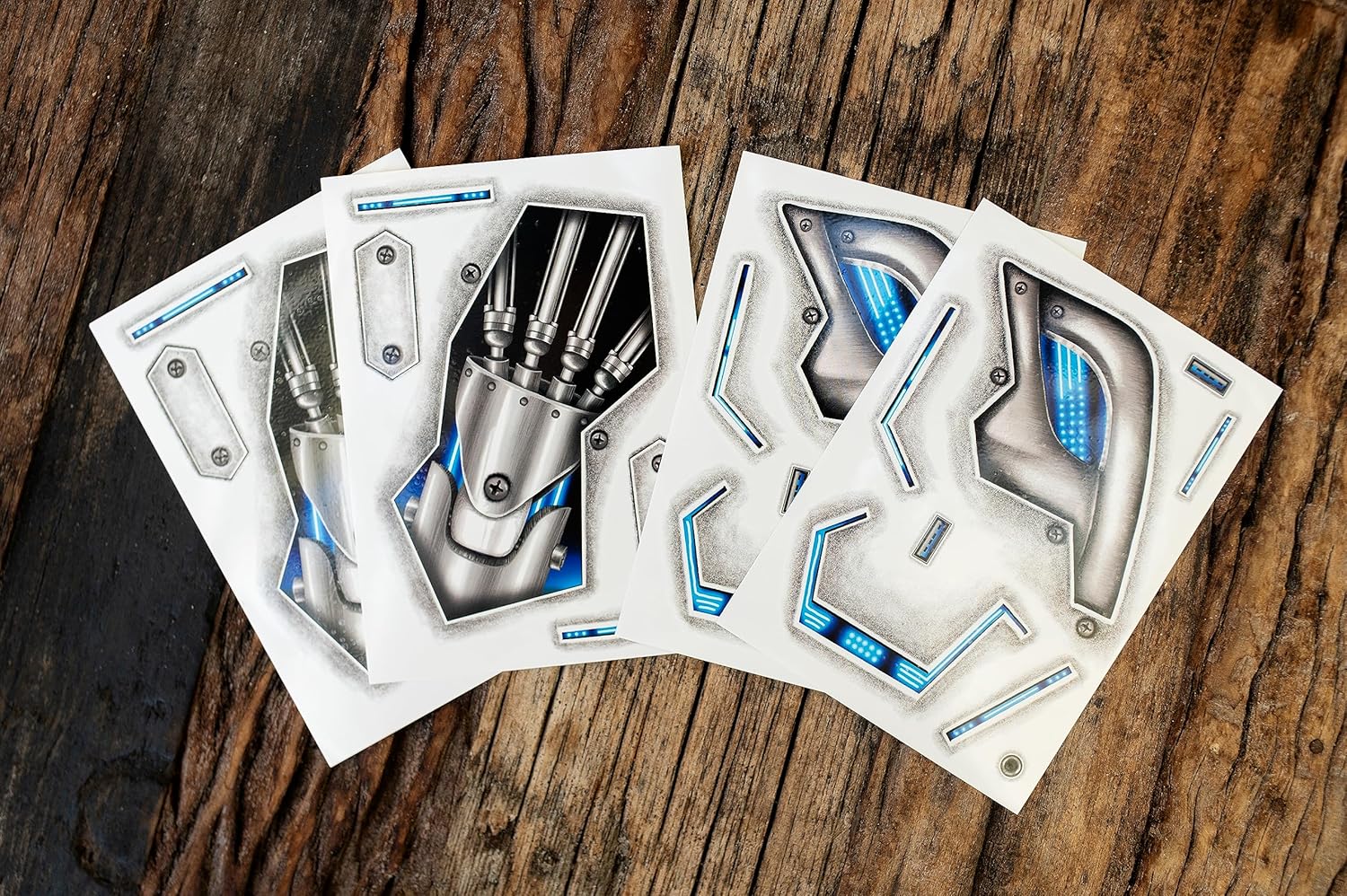 2 x Death Metal Cyborg Face Tatuaje Temporal, Cyberpunk, KI