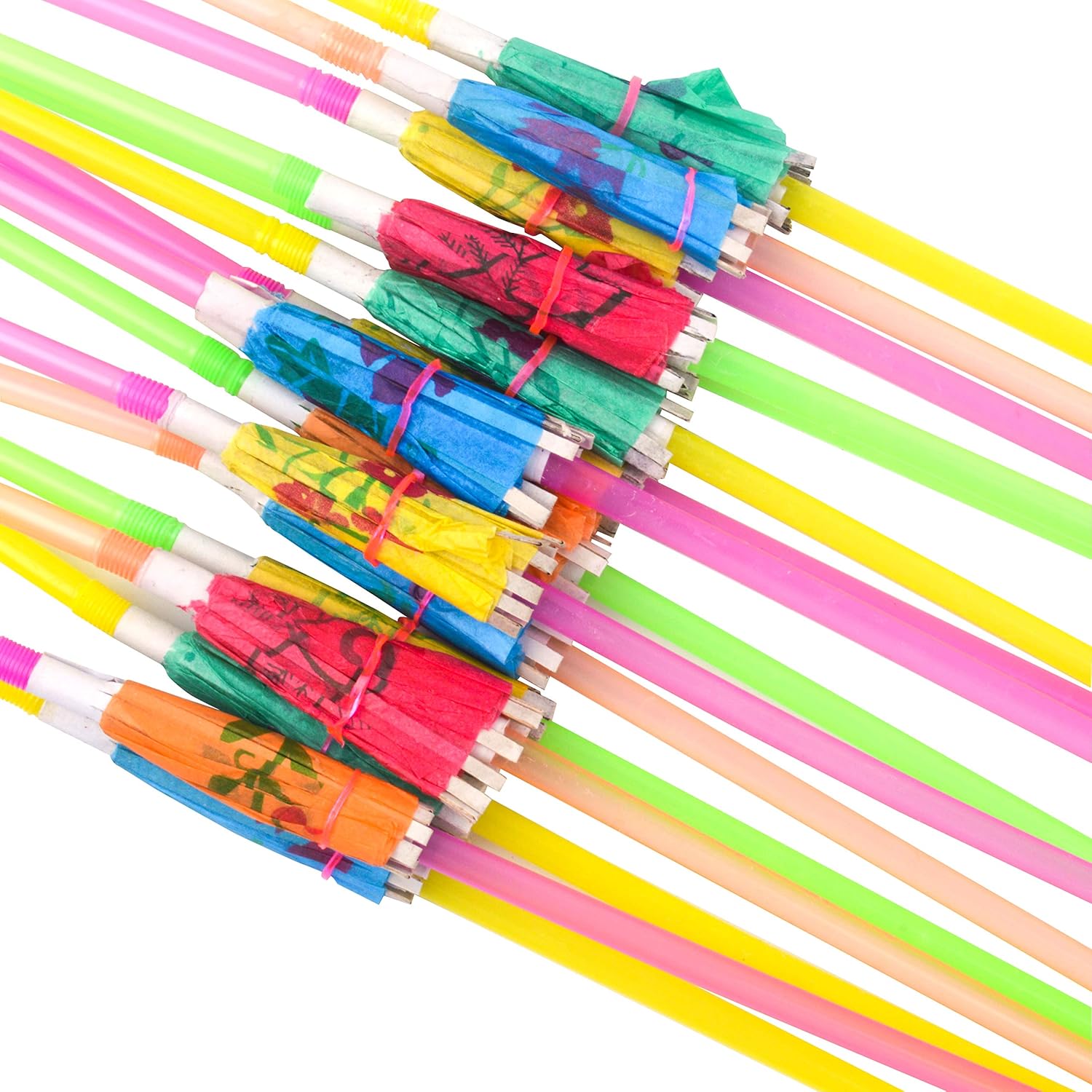 BronaGrand 100 popotes para paraguas, popotes flexibles desechables para sombrillas, para fiestas Luau, bares, restaurantes, suministros de cocina,