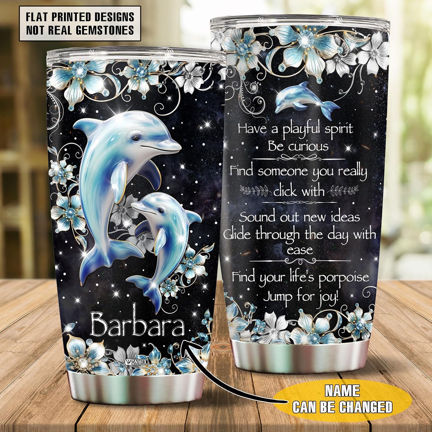 Regalos personalizados de delfines para niñas y mujeres, mamá, taza de café aislada de acero inoxidable de 20 onzas, taza de viaje, vaso térmico con