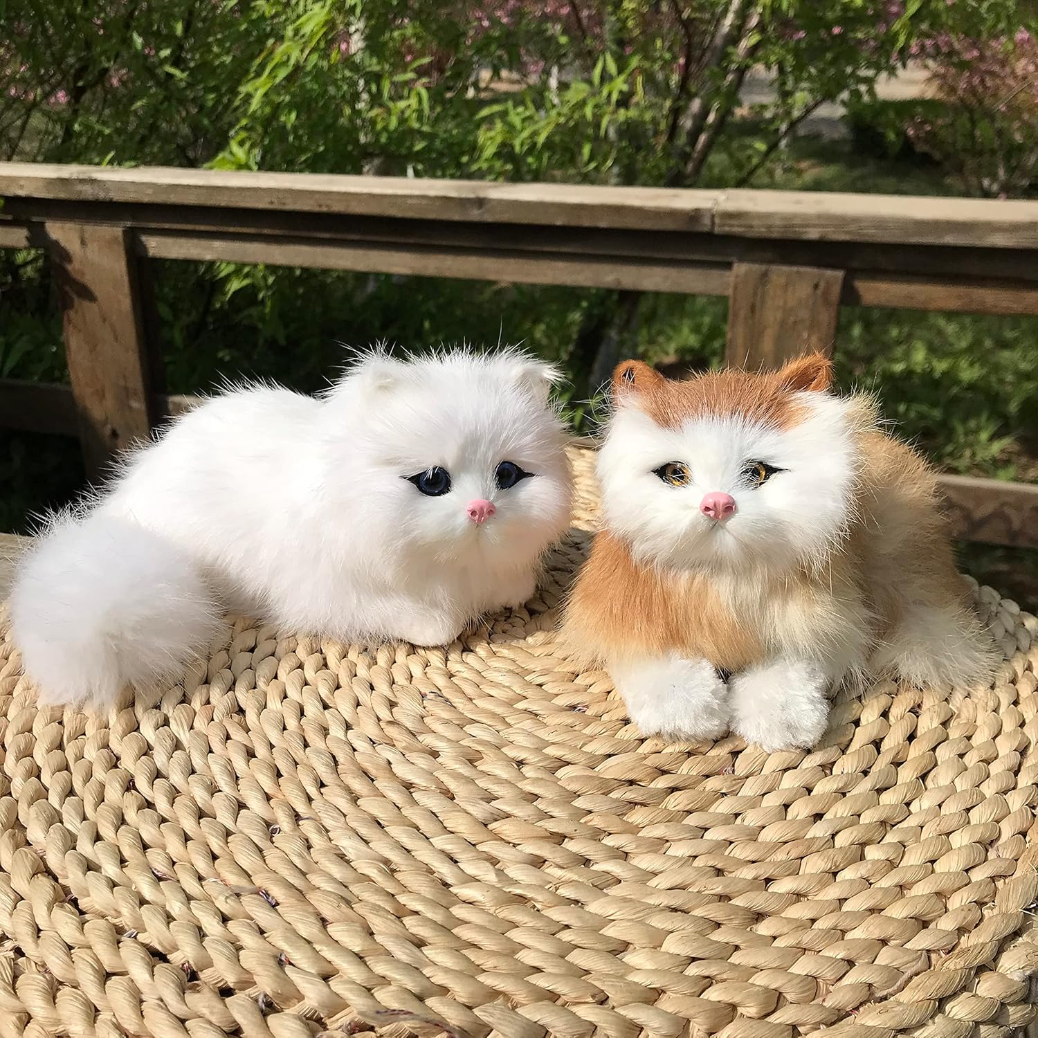Paquete de 2 figuras realistas peludas de gatitos de imitación de gatitospiel sintética para mascotas, réplica de animales de peluche, accesorios de