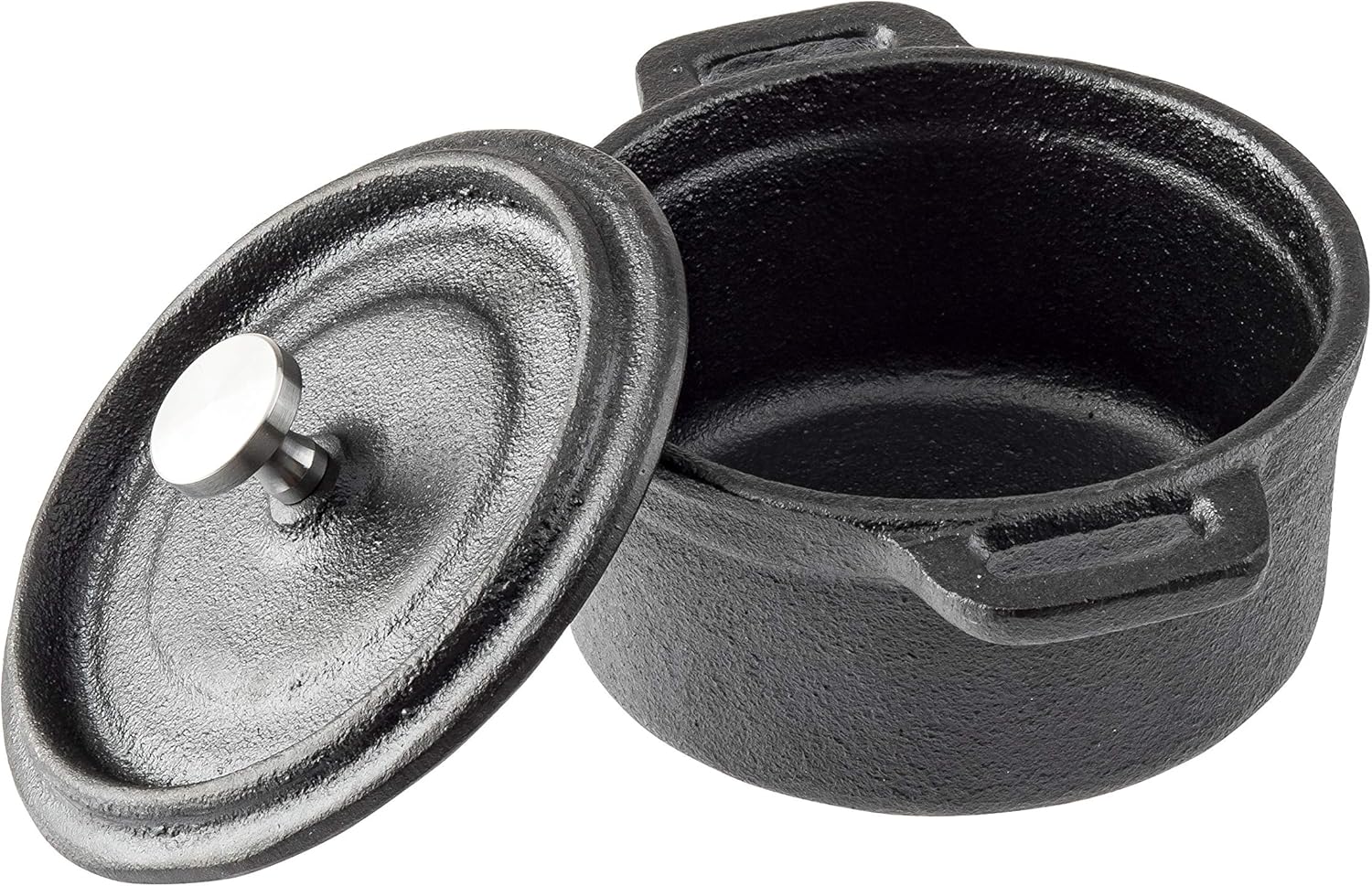 Tablecraft Cocotte de 8 onzas con tapa, hierro fundido y perilla de acero inoxidable
