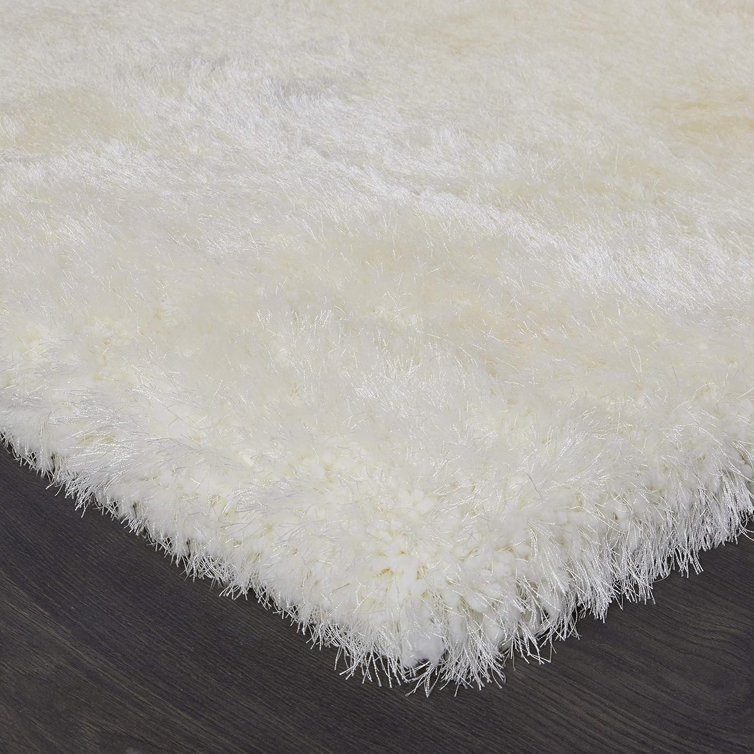 SAFAVIEH Luxe Shag Collection – Alfombra de área, 8 x 10 pies, marfil, glamour hecho a mano, 3.2 pulgadas de grosor, ideal para zonas de alto