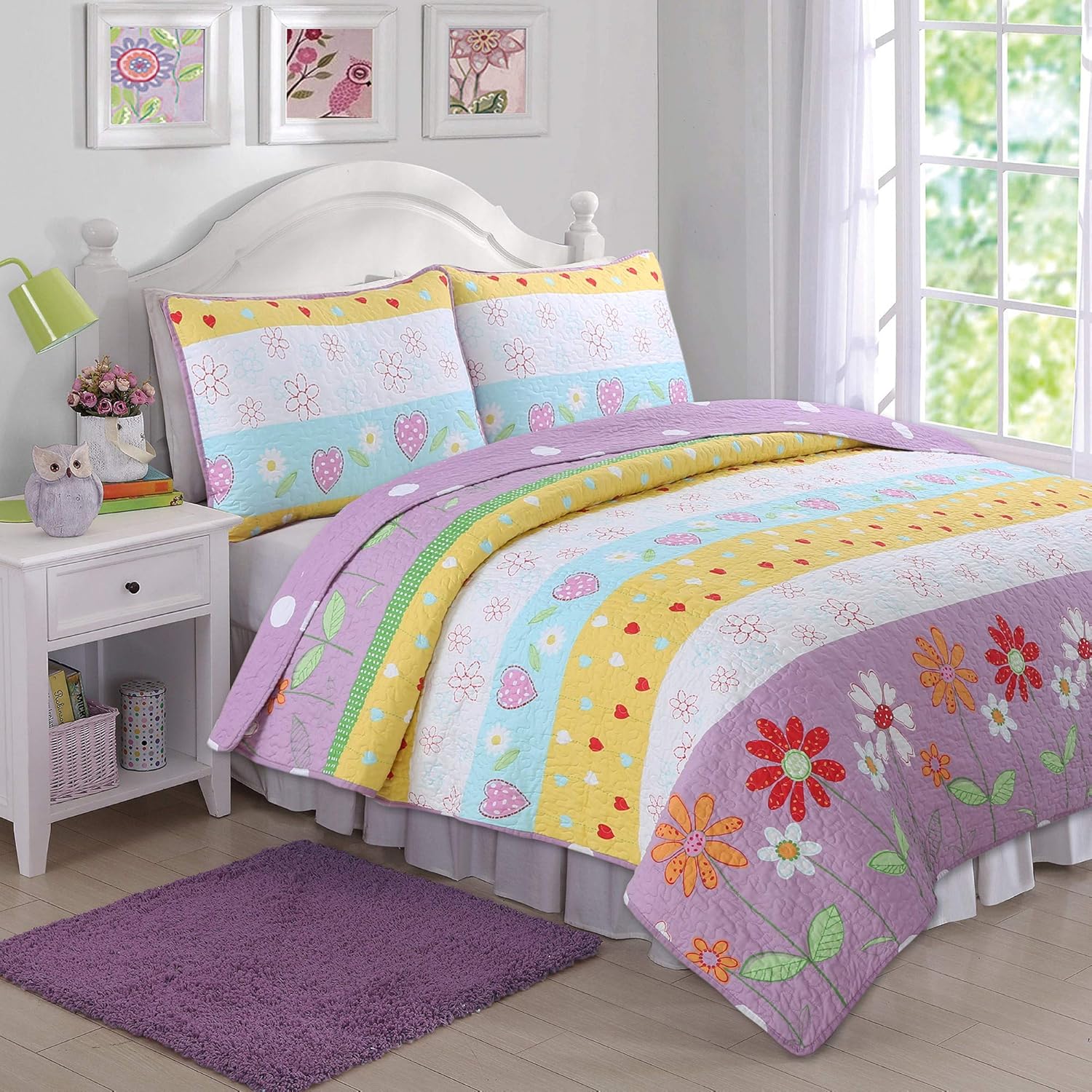 Cozy Line Home Fashions – Greta – Juego de edredón reversible de lunares rosa, 100% algodón