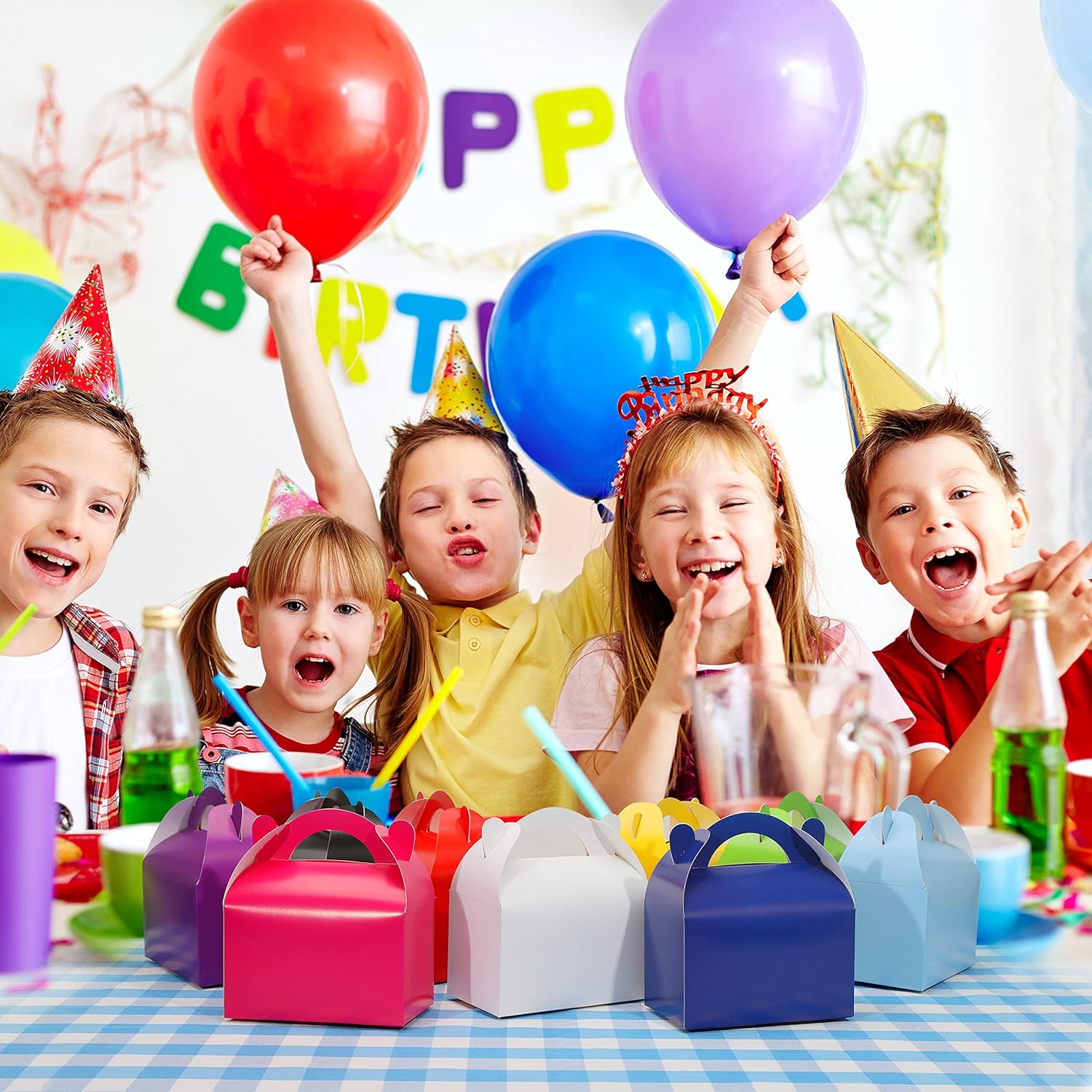 Bssay Paquete de 30 cajas de regalo de fiesta, cajas de regalo, cajas de regalo de papel a dos aguas con asas, perfectas para fiestas de cumpleaños,