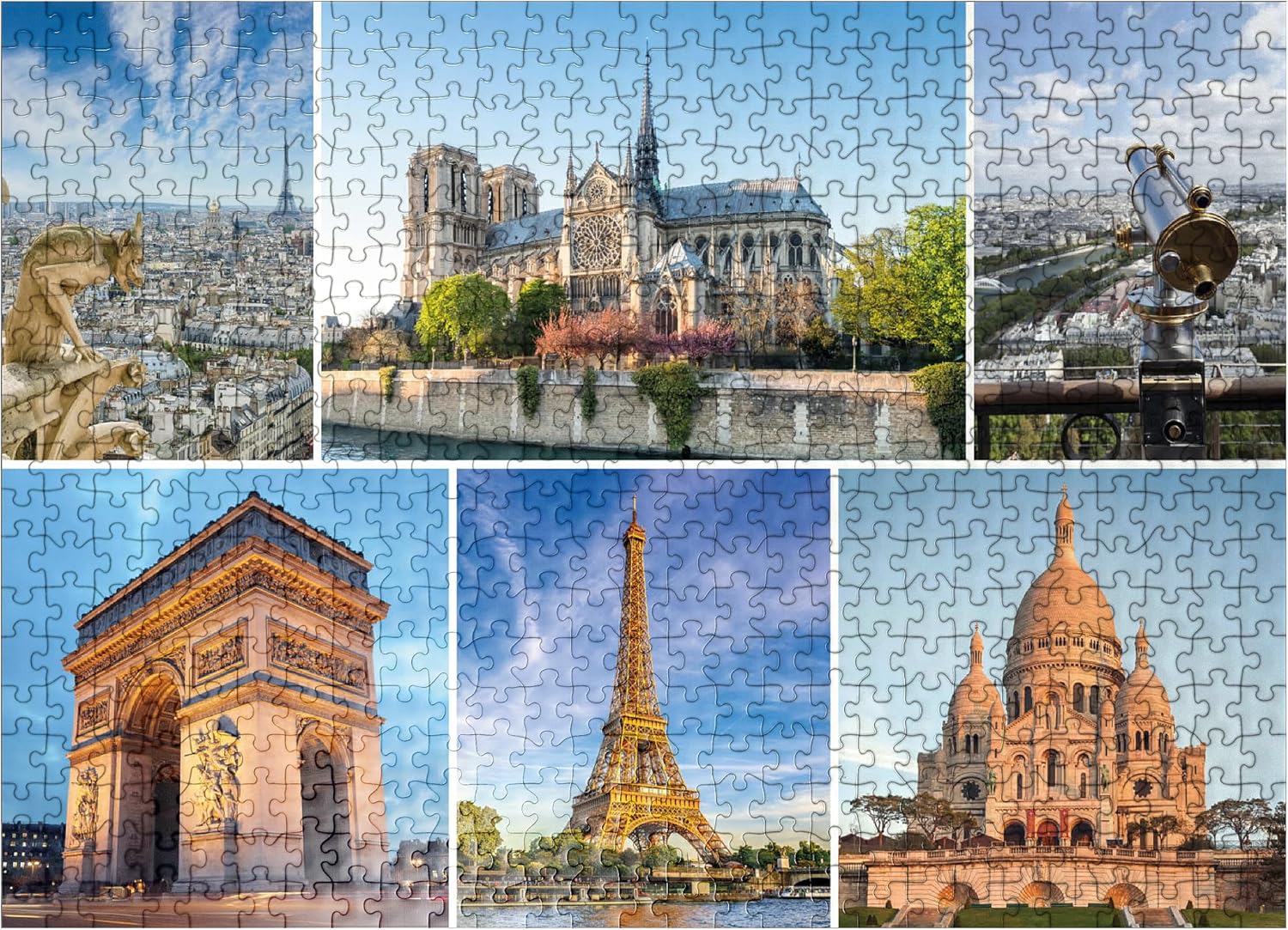 Paris – Notre Dame, Torre Eiffel y Sacre Coeur – Rompecabezas prémium de 500 piezas para adultos
