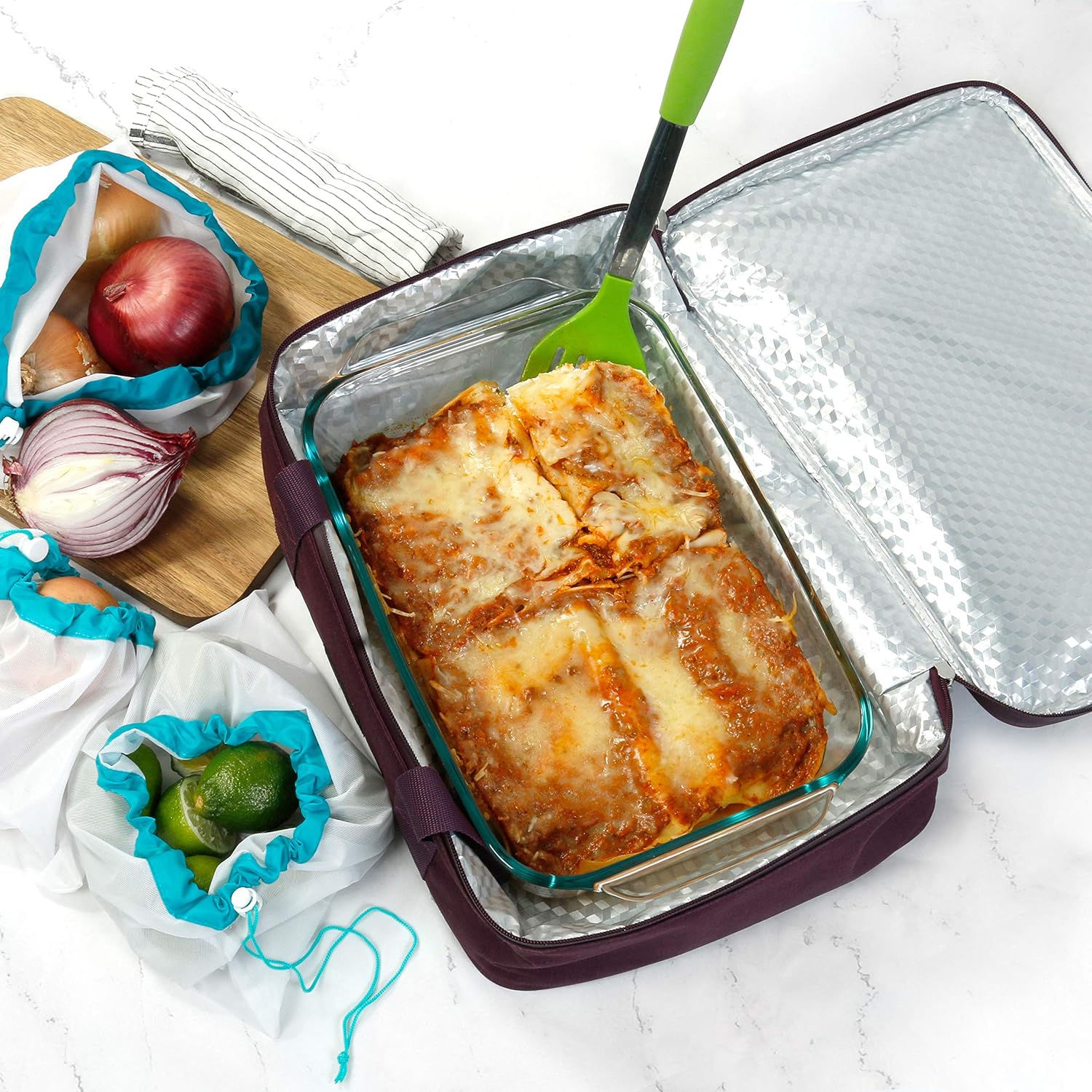 Estuche de transporte aislado para almacenamiento de alimentos fríos o calientes, perfecto para comidas comidas, fiestas, picnics y comidas al aire