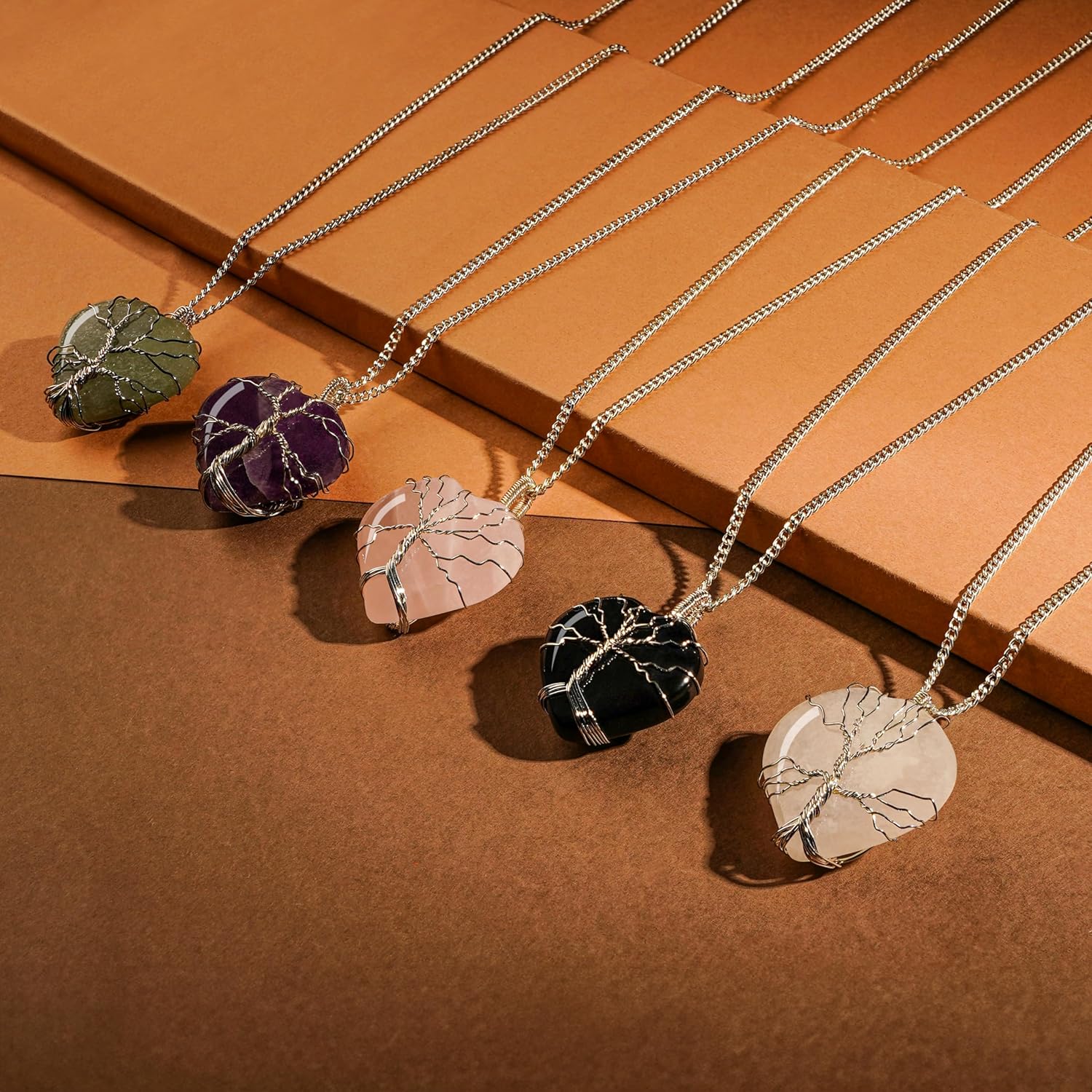 KARMAPLEDGE Collares de cristal curativo hechos a mano para mujeres y hombres, colgantes de cristal de chakra para curación, yoga, meditación,