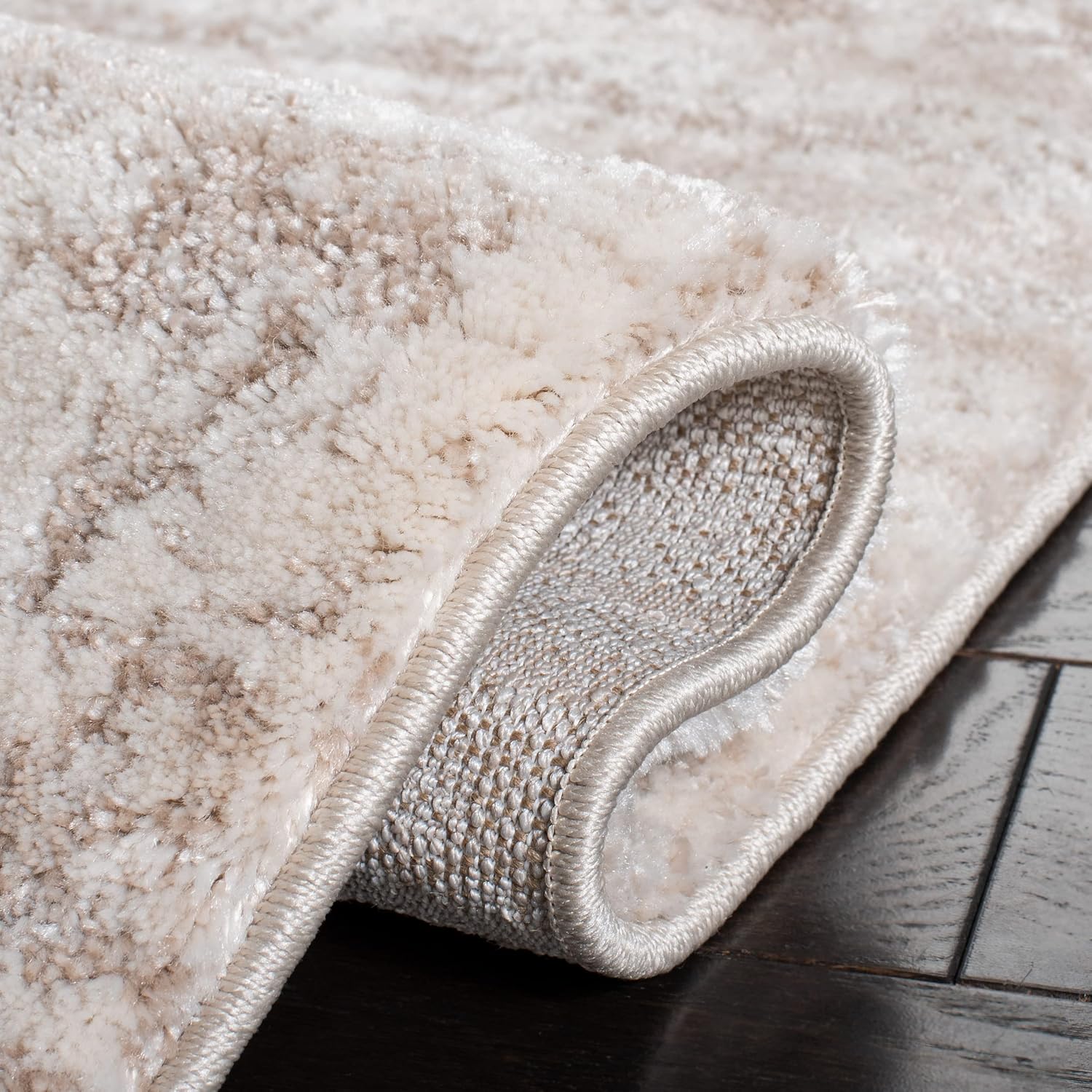SAFAVIEH Century Collection – Alfombra cuadrada, 5 pies 3 pulgadas, marfil y beige, diseño abstracto moderno, no desprende pelusa y de fácil