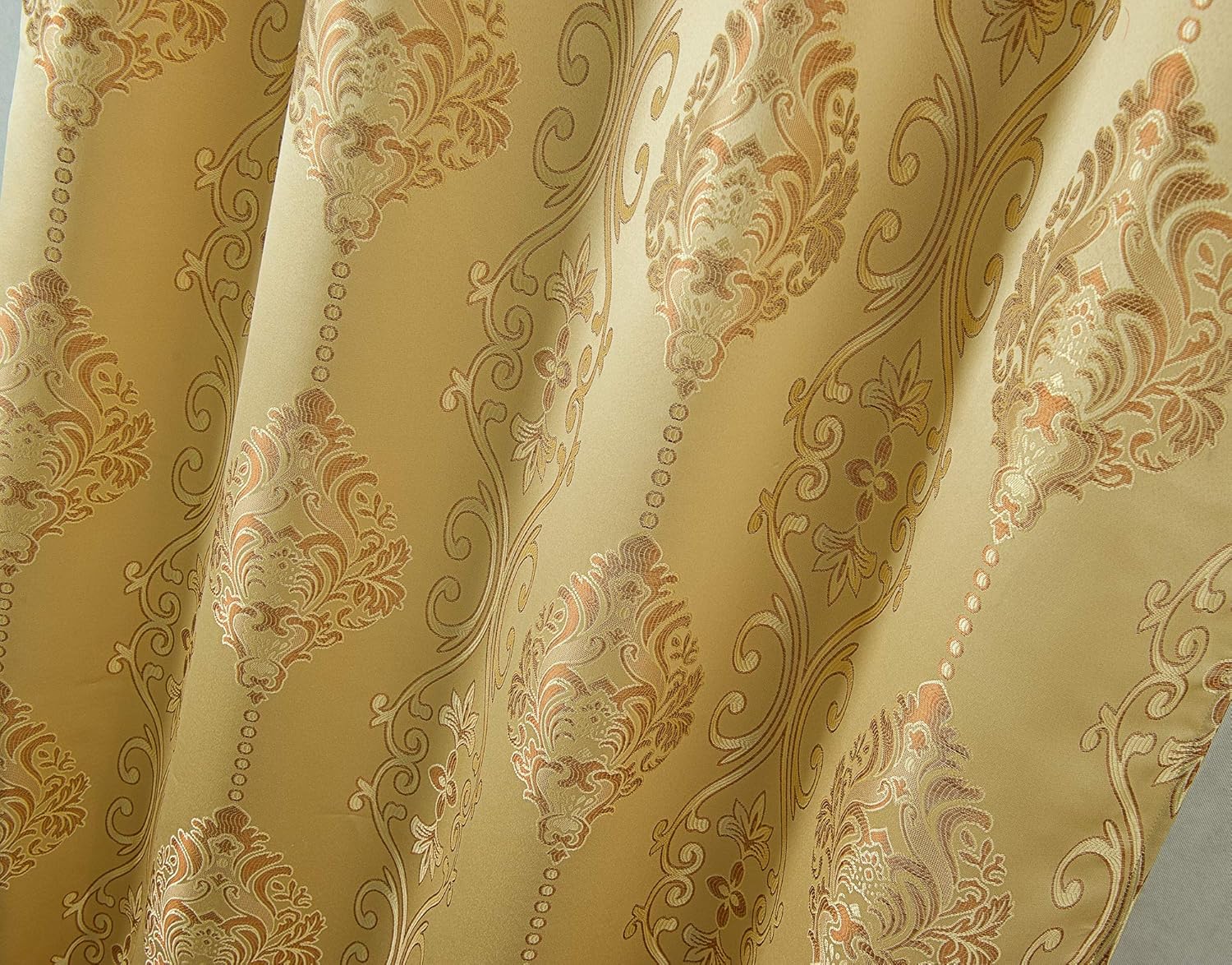Rosetta – Panel de cortina jacquard texturizado con cenefa adjunta de 18 pulgadas, 54 x 84 pulgadas, dorado