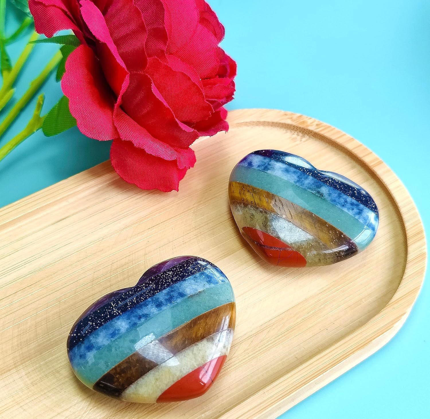 MAIBAOTA Corazón de cristal de 1.772 in, cristales curativos grandes, piedra de amor, piedra natural de reiki, regalos para mamá, día de la madre,
