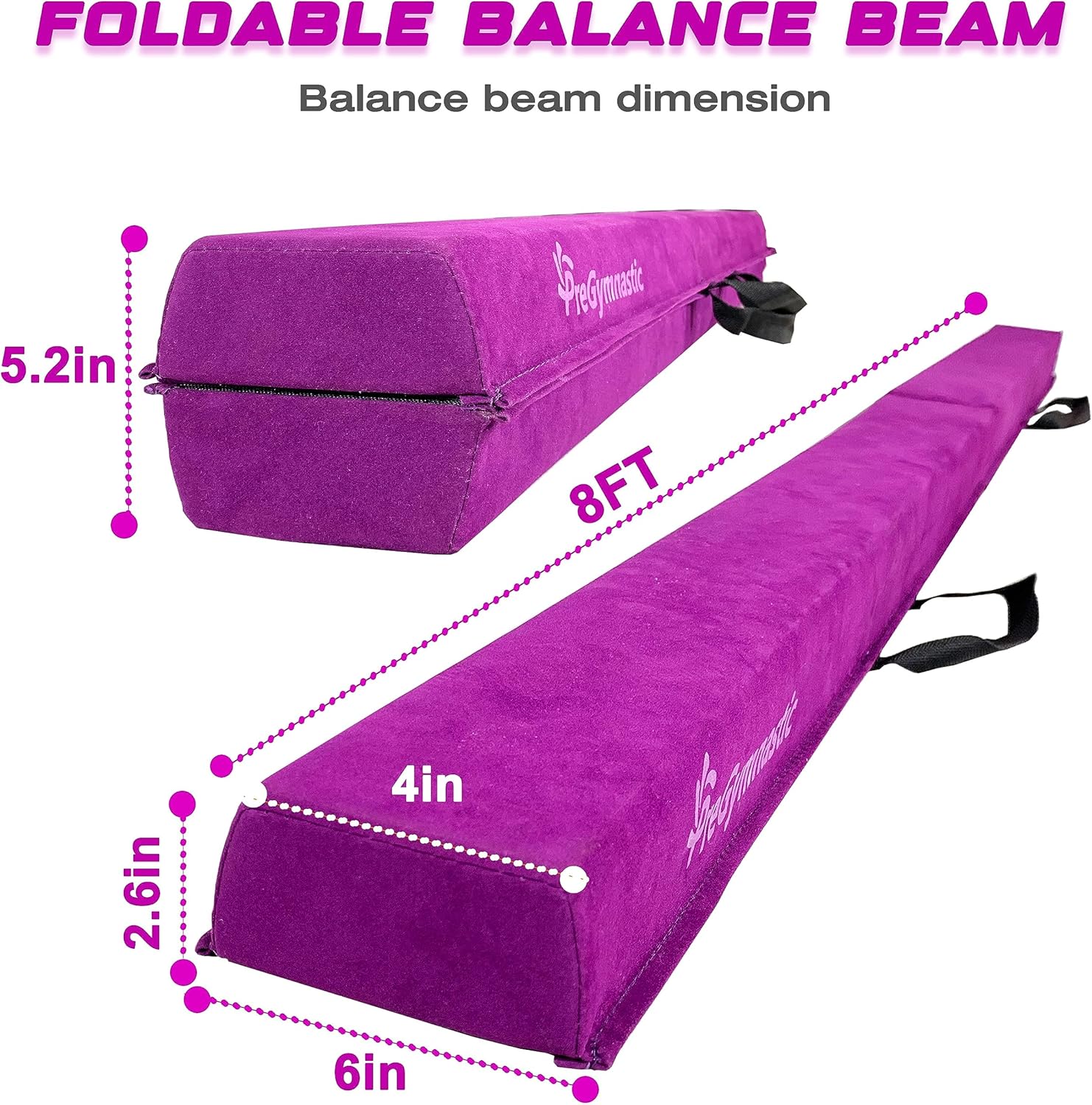 PreGymnastic – Hacha de gimnasia ovalada de madera plegable de 8 pies, 9 pies y 9,5 pies