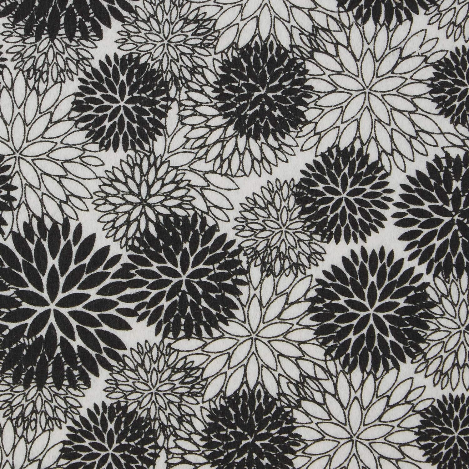 DII Colección de forros para refrigerador, no adhesivos, se pueden cortar para adaptar a su tamaño, 12 x 24pulgadas, diseño de dalias color negro, 6