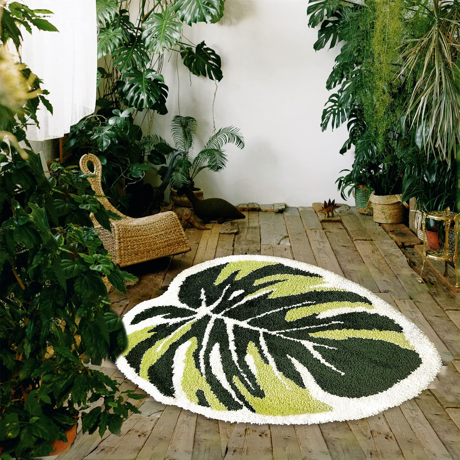 Alfombra de baño antideslizante con diseño de hojas de Monstera, ultra suave, lavable, para niños y mascotas, tapete para dormitorio, sala de estar,