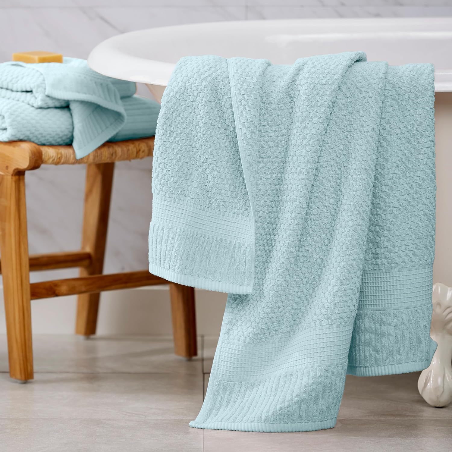 NY Loft Juego de 6 toallas 100% algodón, supersuaves y absorbentes, de secado rápido, 2 toallas de baño, 2 toallas de mano y 2 paños para la cara,
